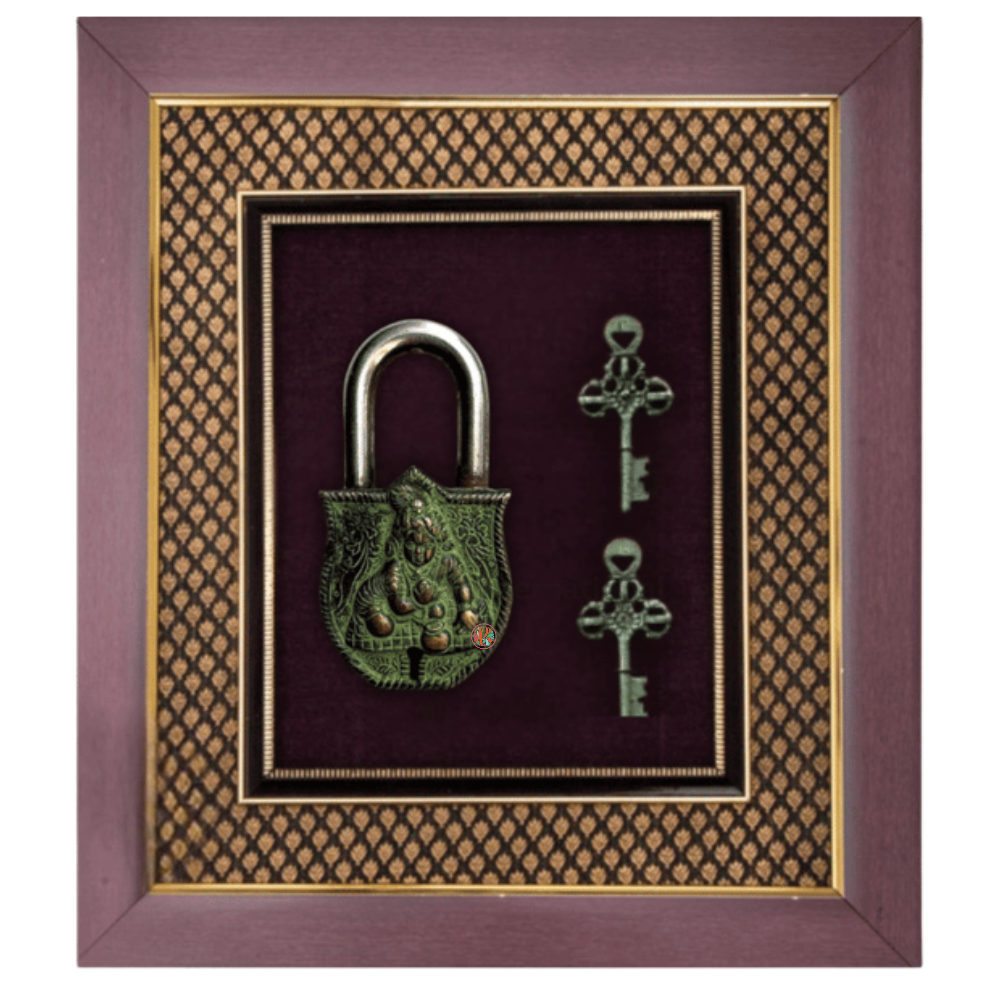 Brass Vintage Krishna Lock Wall Hanging Frame | Antique Décor with Devotional Charm