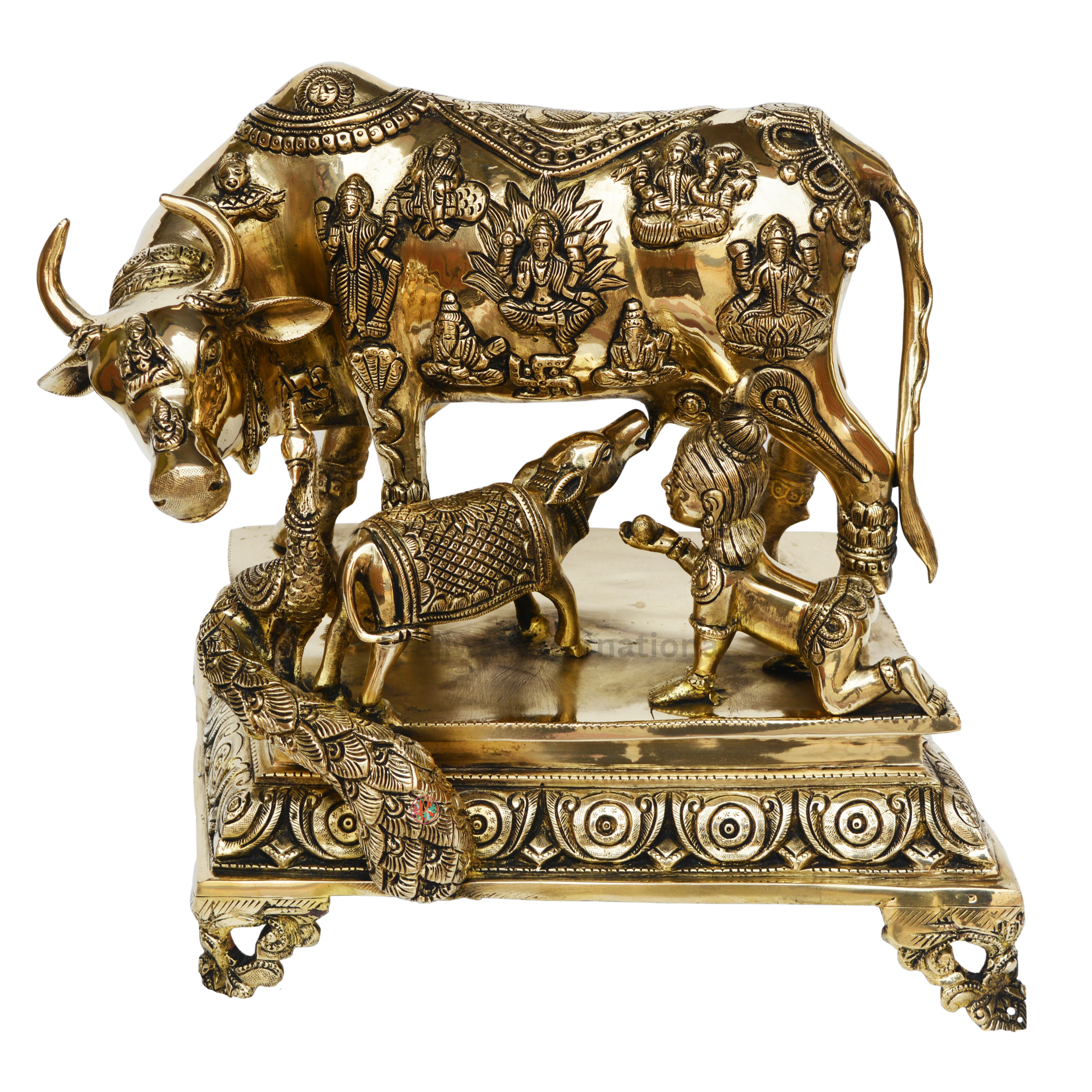 Religious Cow and Calf Brass Statue – Symbol of Prosperity and Devotion