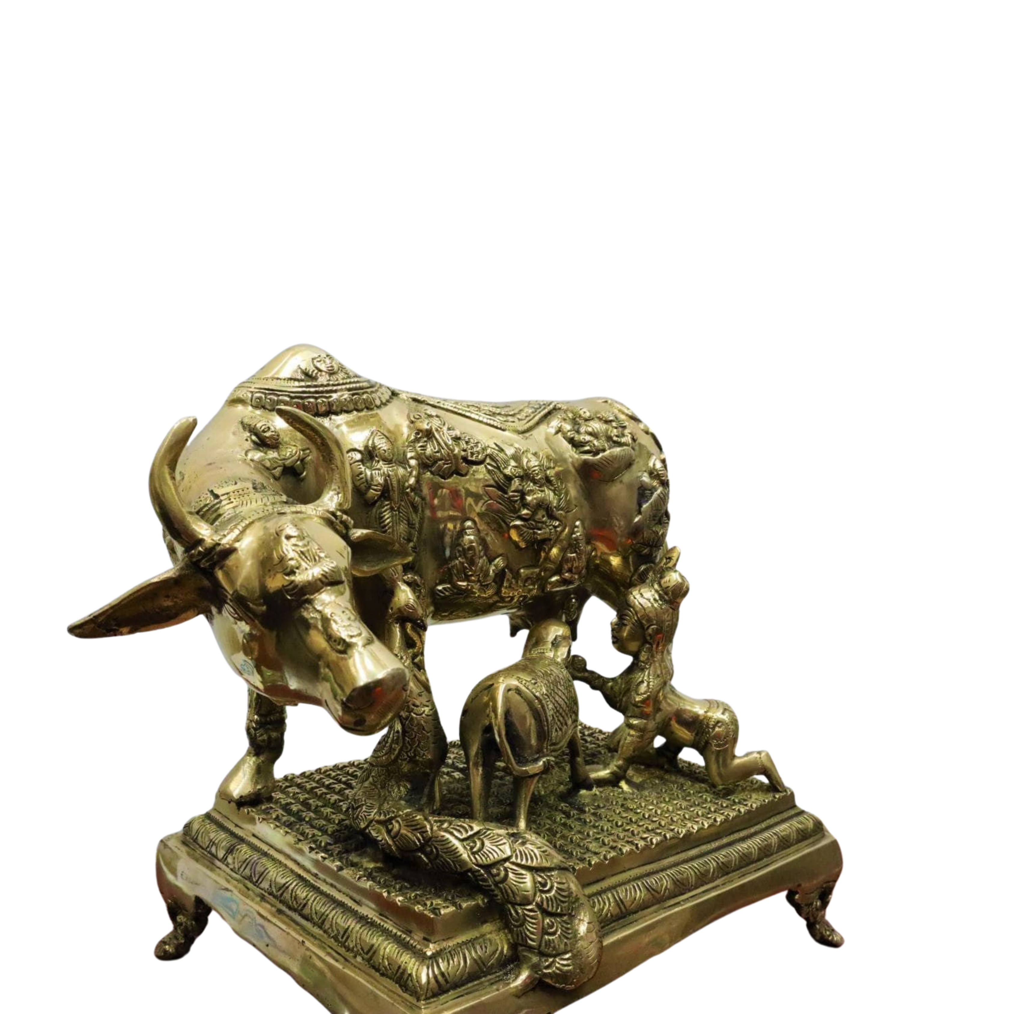 Religious Cow and Calf Brass Statue – Symbol of Prosperity and Devotion