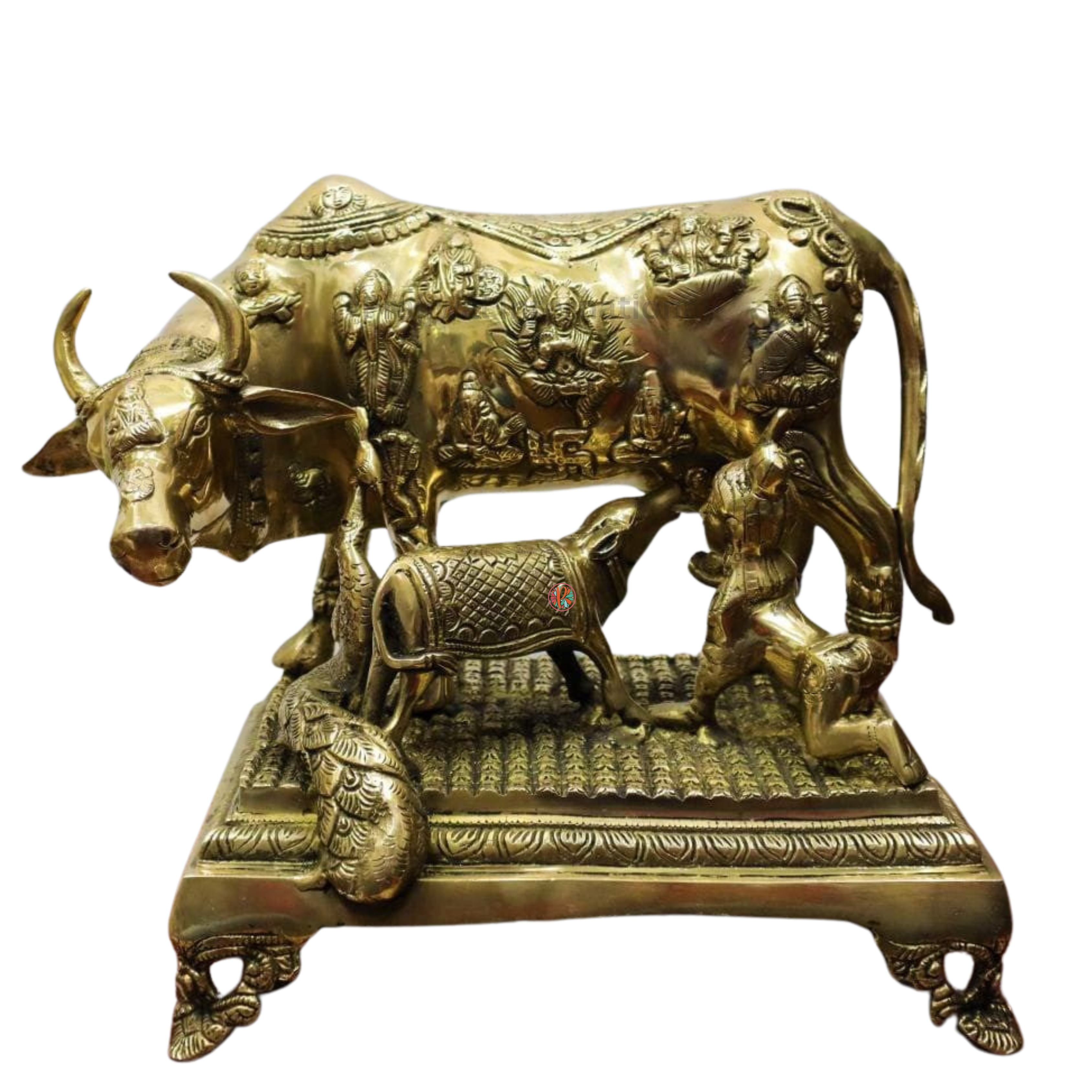 Religious Cow and Calf Brass Statue – Symbol of Prosperity and Devotion