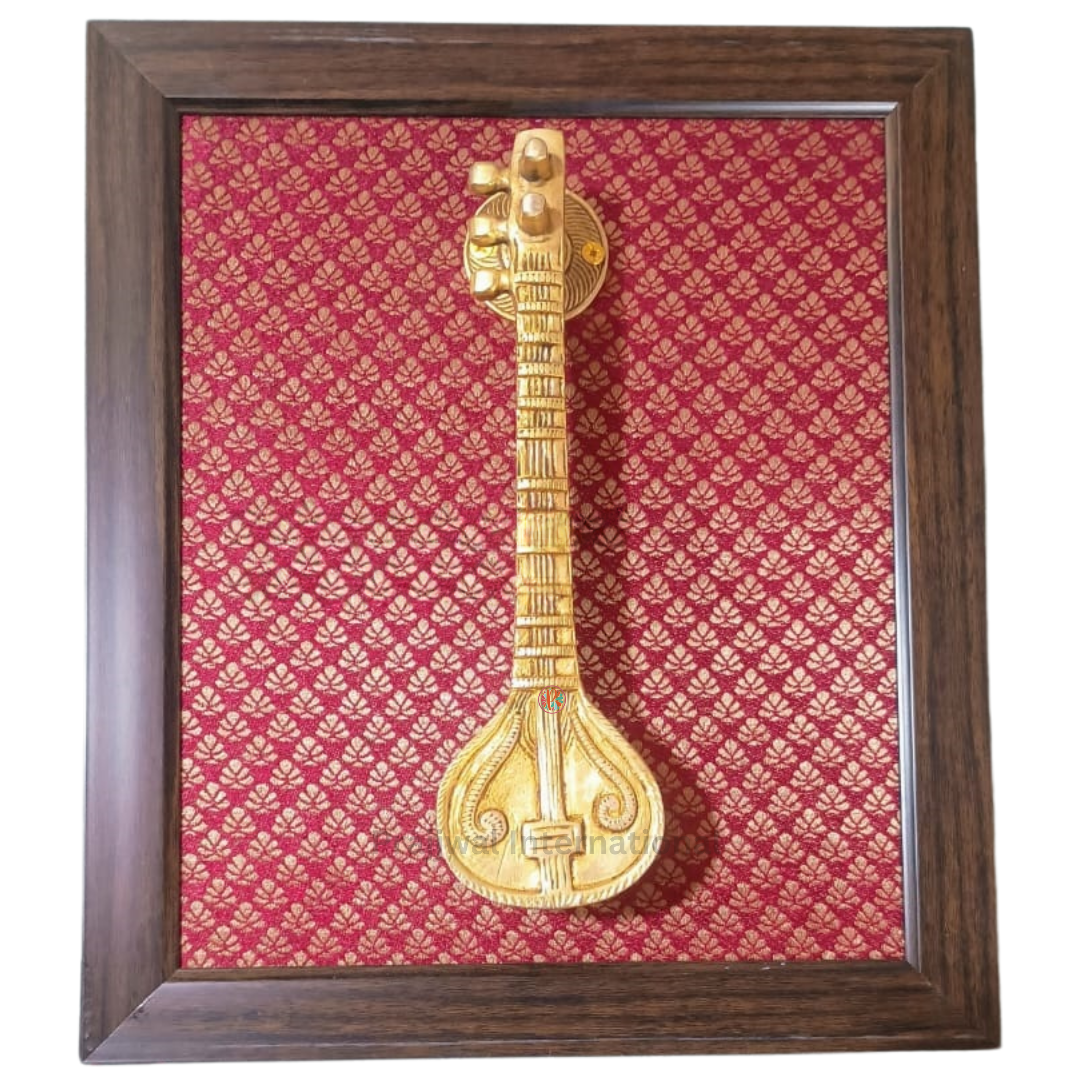 Brass Veena Wall Hanging Frame – Tribute to Music and Spiritual Harmony