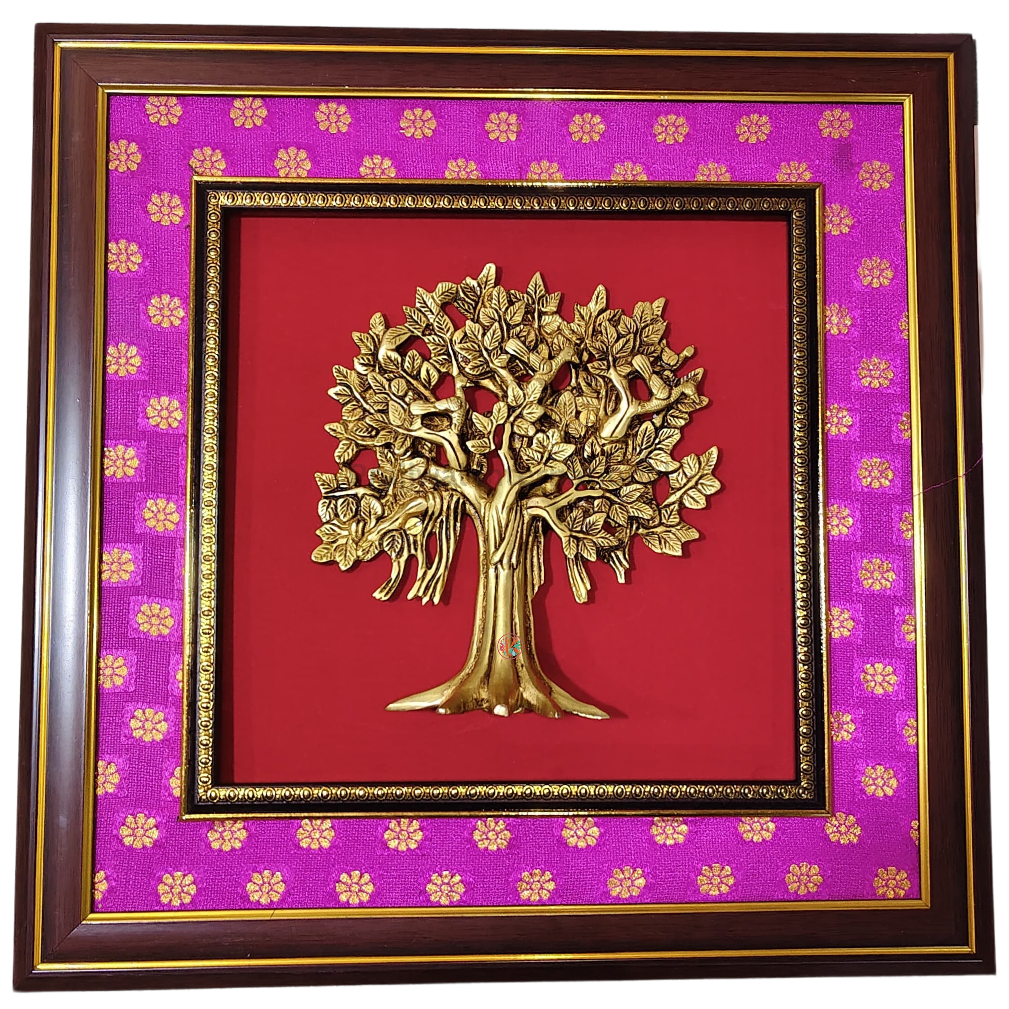 Brass Tree Wall Hanging | Sacred Tree of Life in Wooden Frame