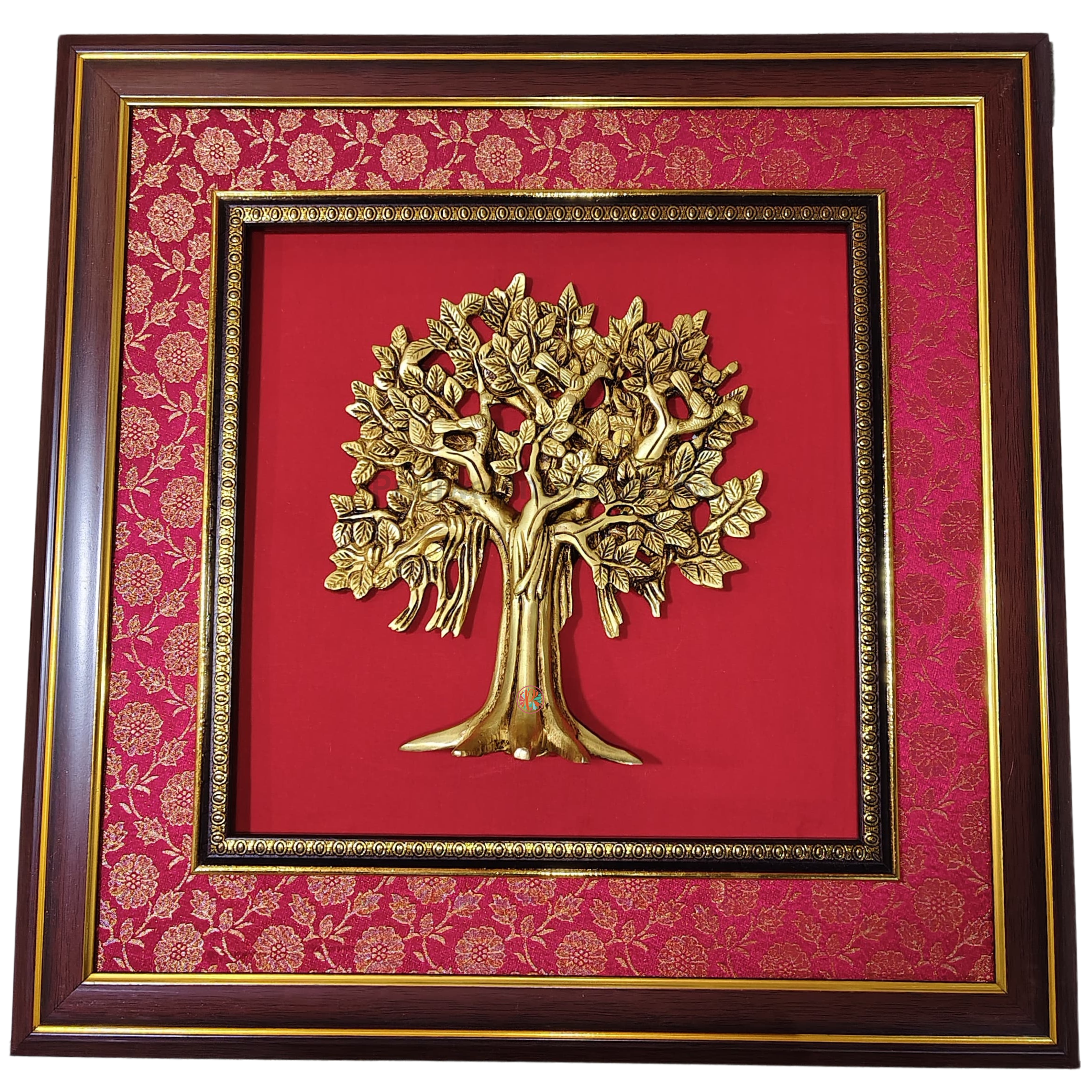 Brass Tree Wall Hanging | Sacred Tree of Life in Wooden Frame
