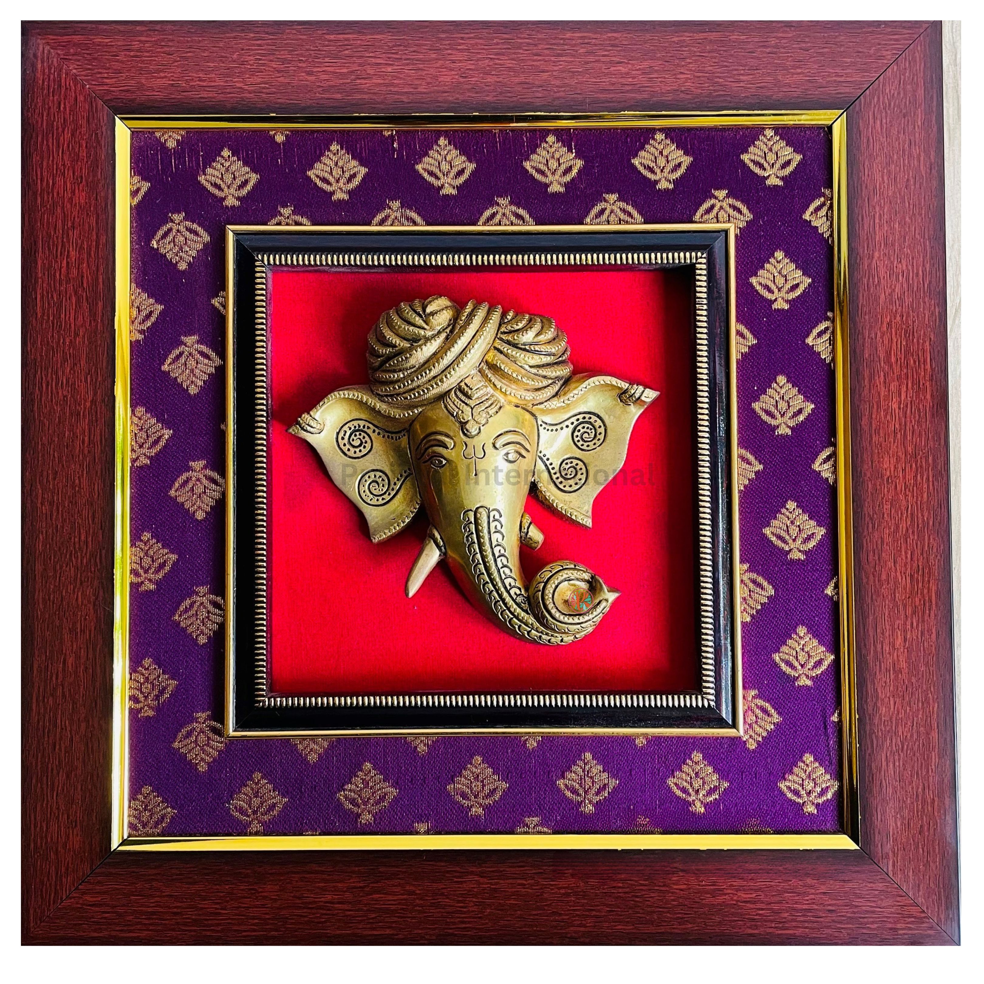 Brass Ganesh Face Wall Hanging Frame