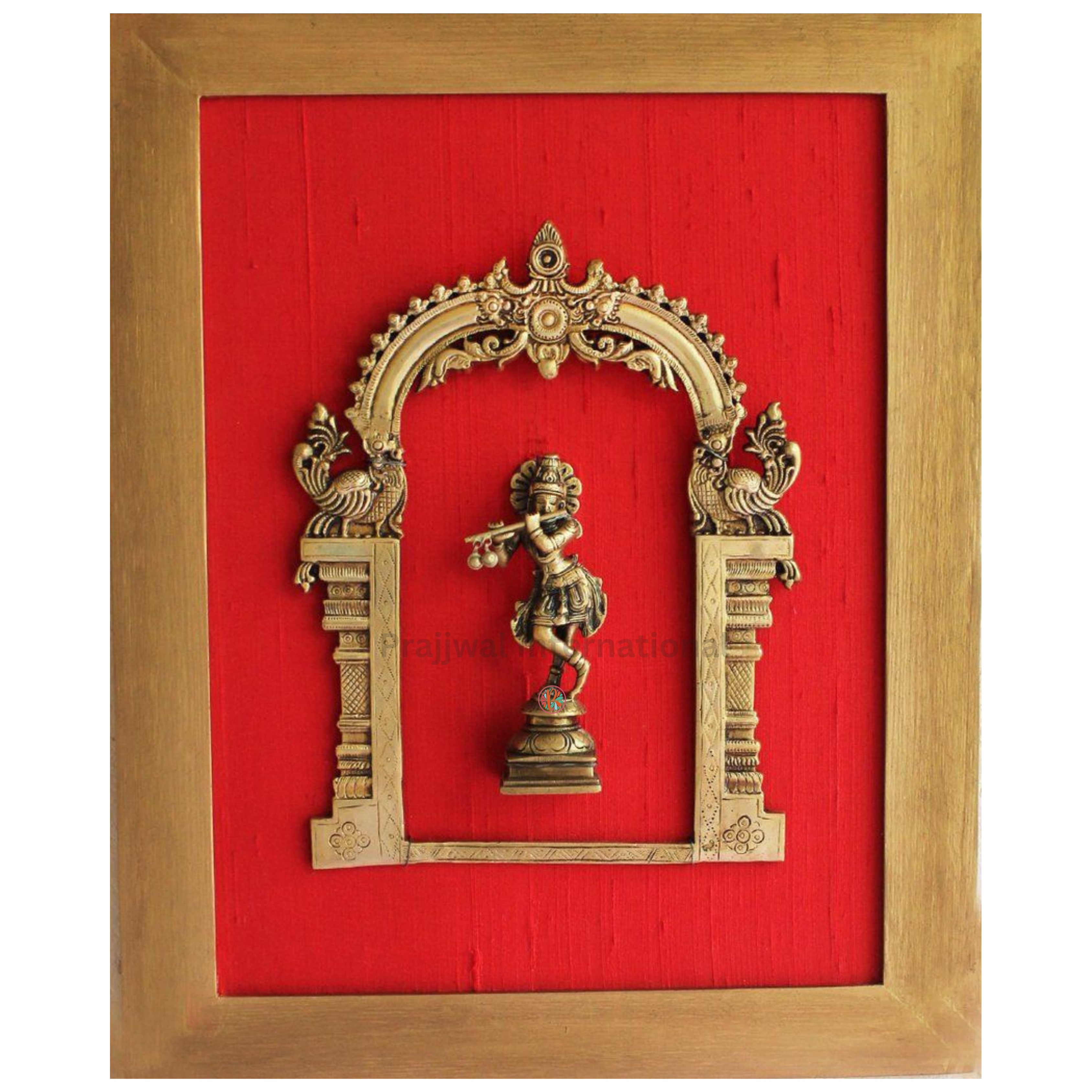 Brass Prabhavali with Lord Krishna | Framed Wall Decor |