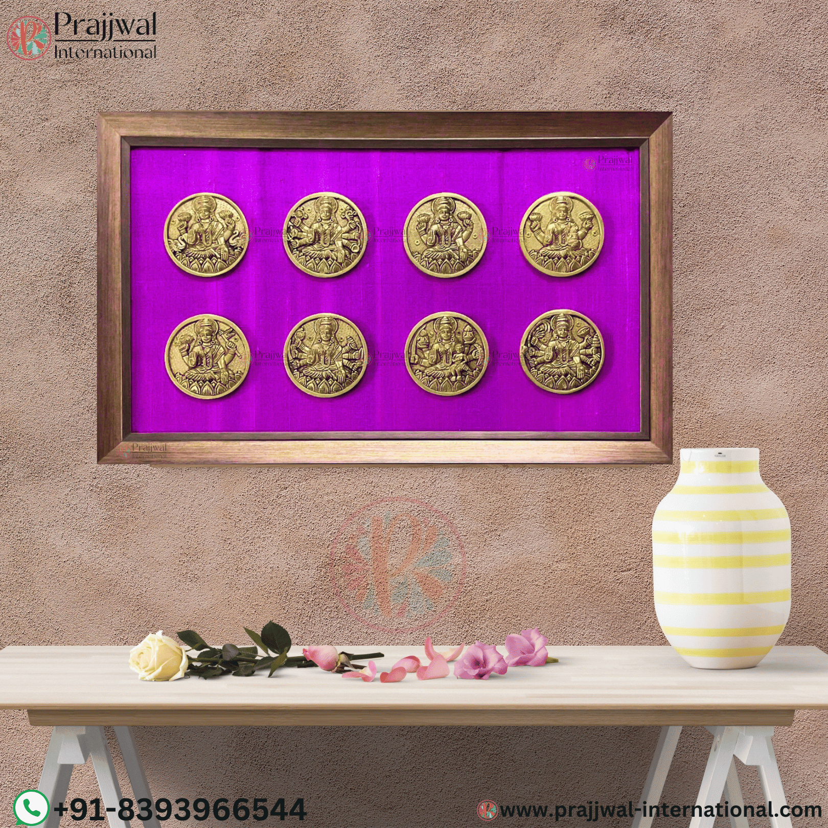 Ashtalakshmi Brass Divine Wall Hanging with Frame