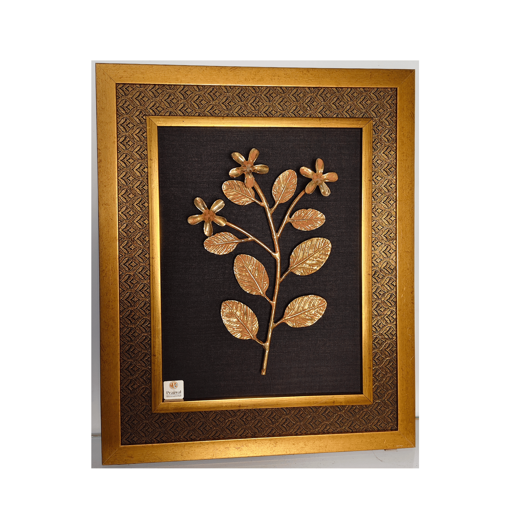 Brass 8 Leaves & Flower Wall Hanging Frame – 22x18 Inch | Handcrafted Brass Decorative Frame