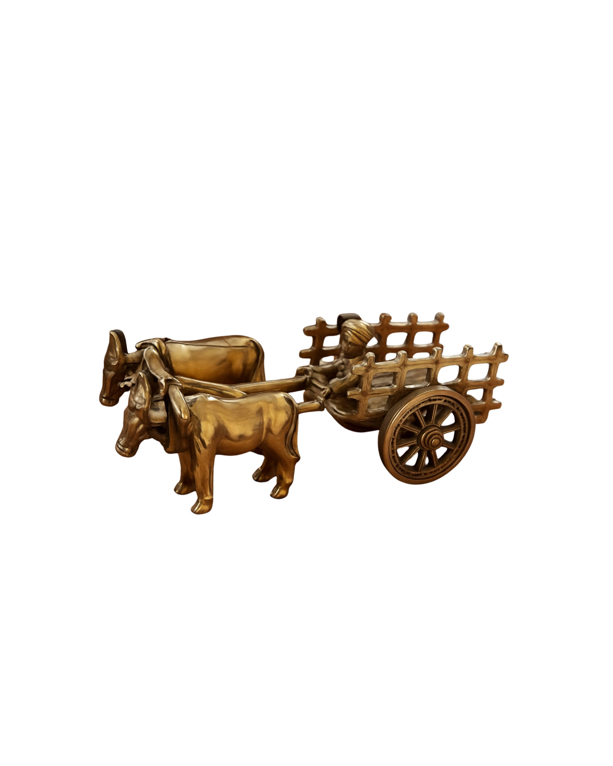 Ekhasa 100% Pure Brass Bullock Cart | Handcrafted Bailgadi Showpiece for Home & Office Decor | Antique Brass Gift Item (12 x 6.5 x 5 cm)