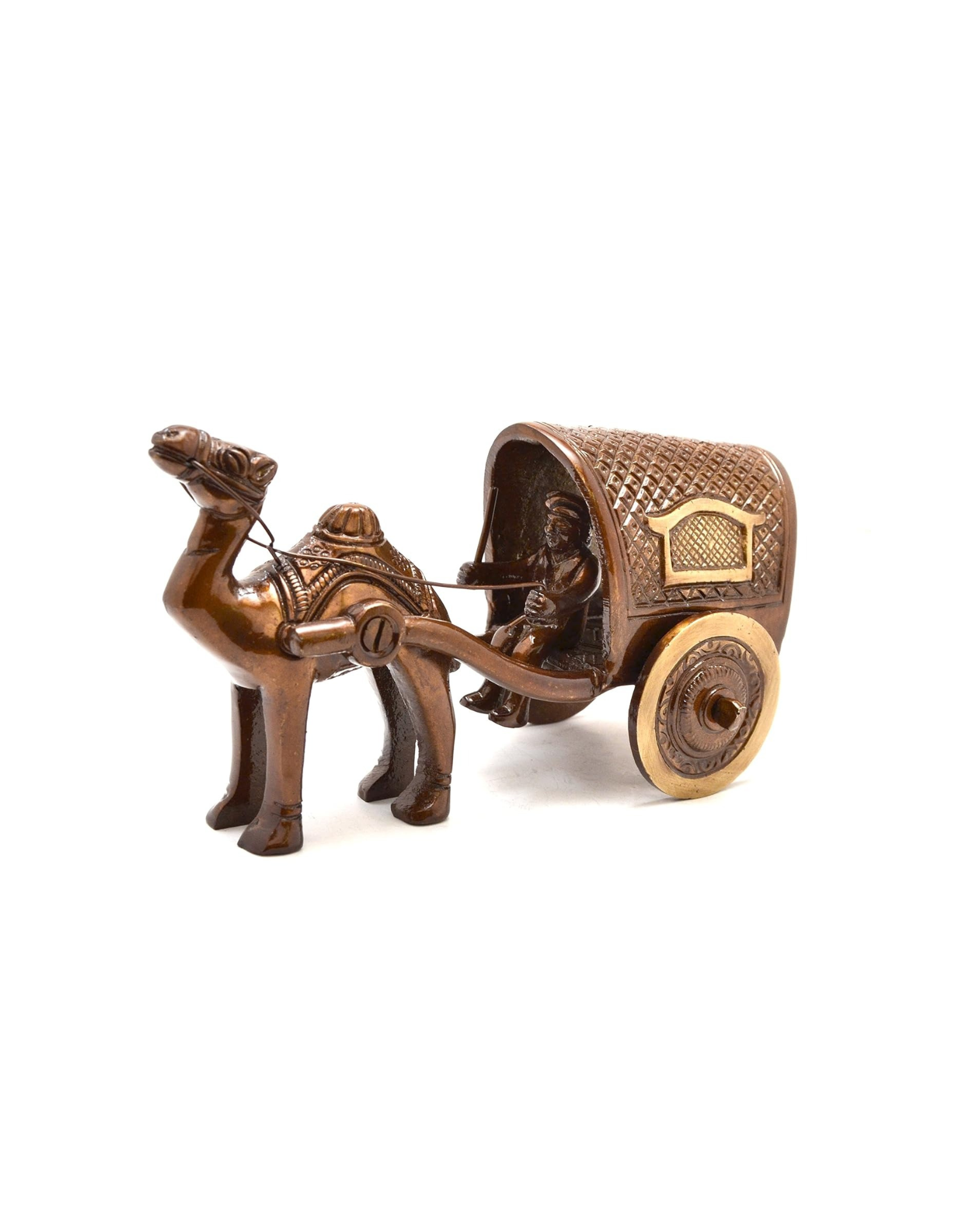 Brass Camel Cart Showpiece Figurine | Handcrafted Indian Art by Prajjwal International | Vintage Brass Decorative Home & Office Decor