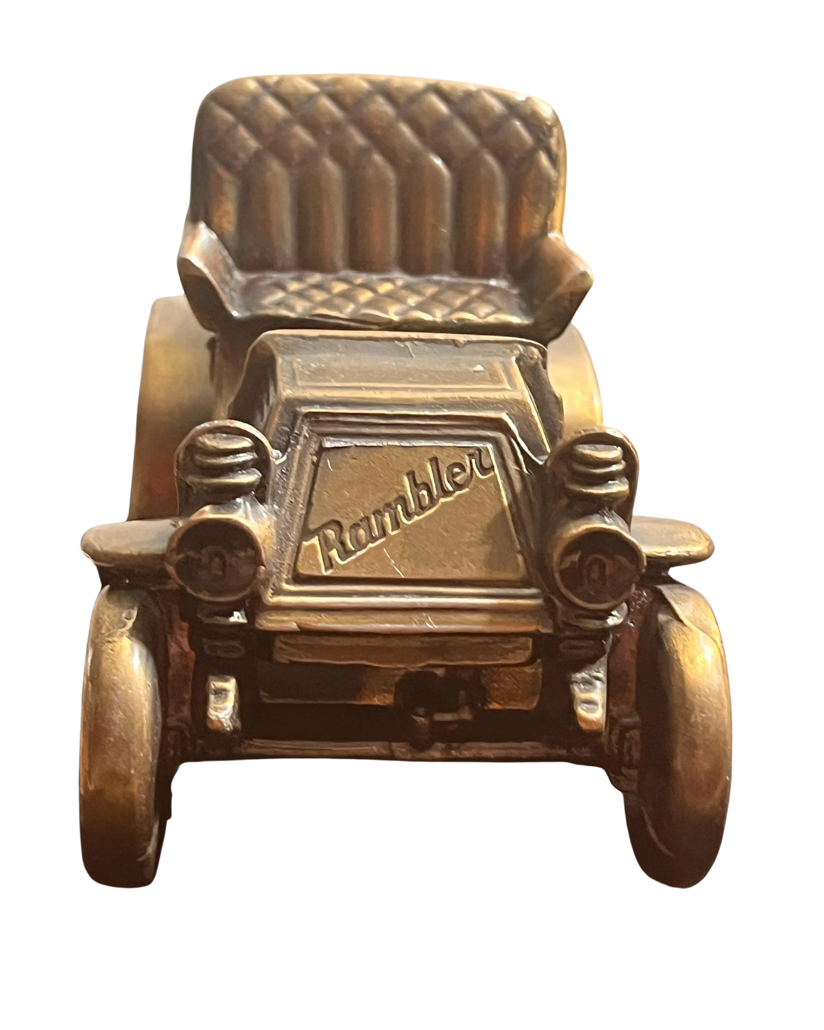Vintage Brass 1902 Rambler Car Bank | Collectible Antique Showpiece | 6-Inch Brass Vintage Car