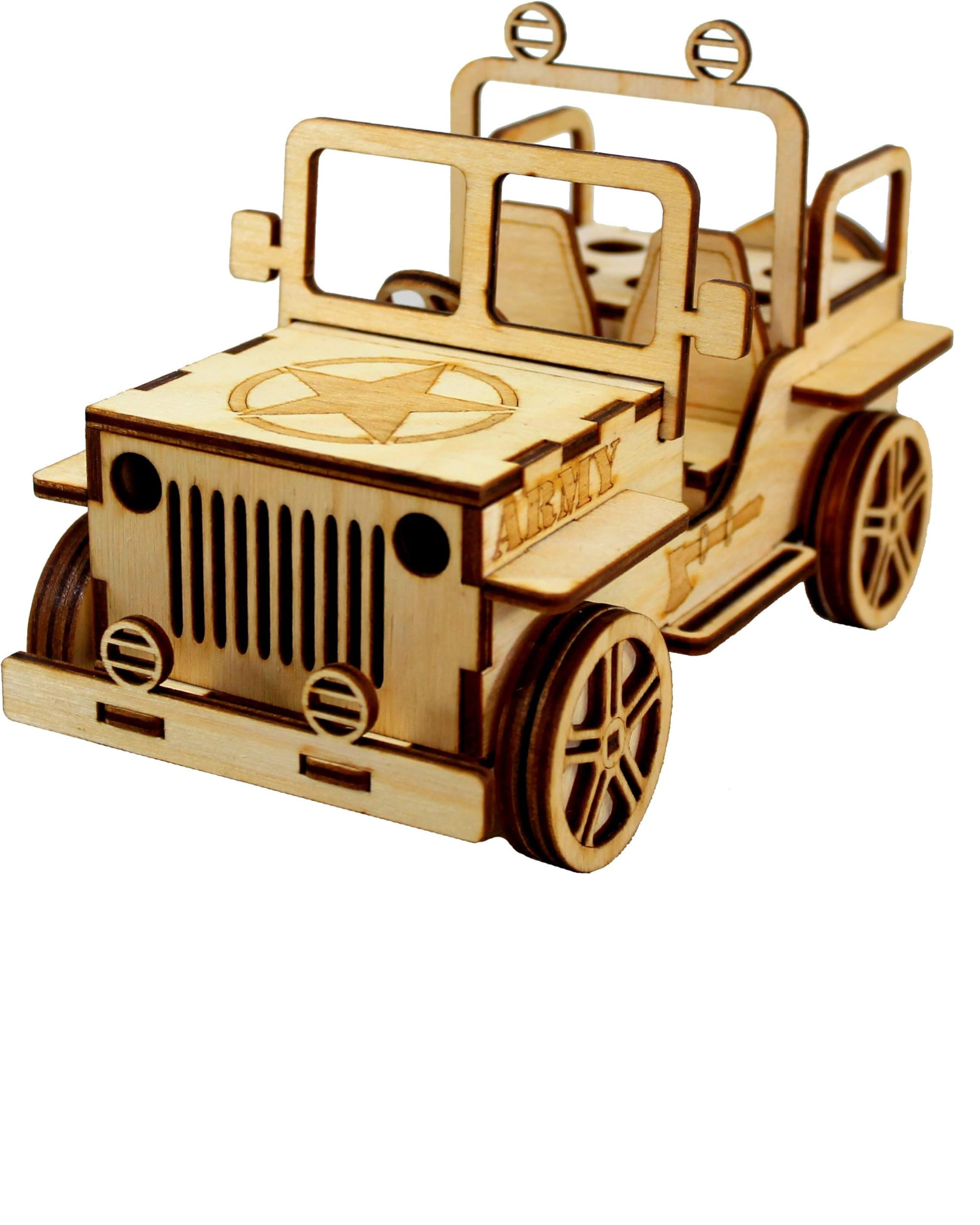 Brass 3D Military Jeep Showpiece | Handcrafted Desk Organizer, Pen Stand & Card Holder | Vintage Brass Decor Gift Item