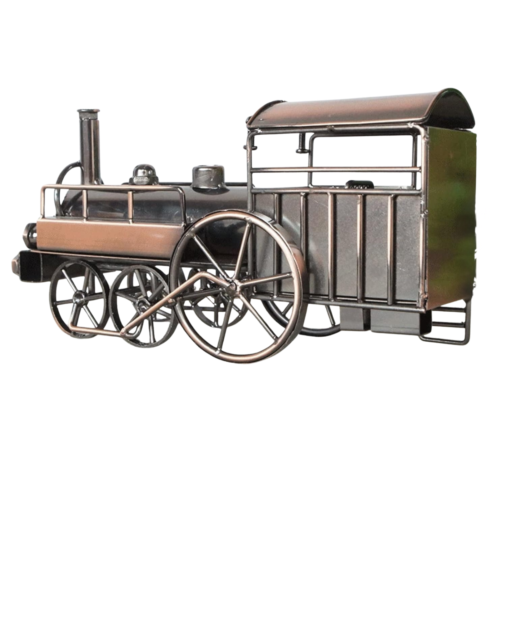 Vintage Metal Model Train Engine | Handcrafted Retro Steam Engine Showpiece | Antique Copper & Black Finish Decorative Display Piece for Home, Office & Gifts (20 x 9 x 13 cm)