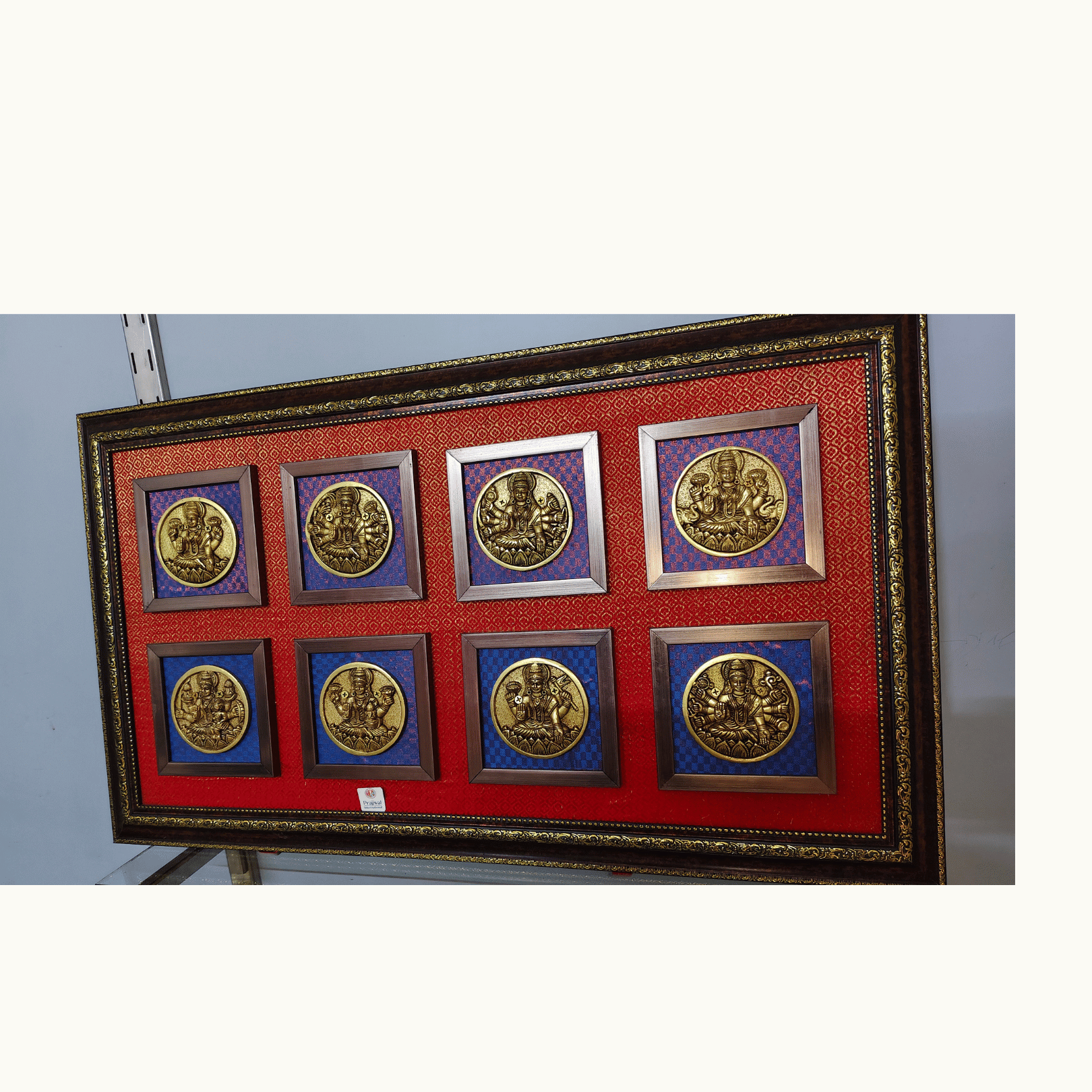 Brass Ashtalakshmi Wall Hanging Frame – 20x34 Inch | Handcrafted Brass Goddess Panel on Wooden Frame#PIF-1289
