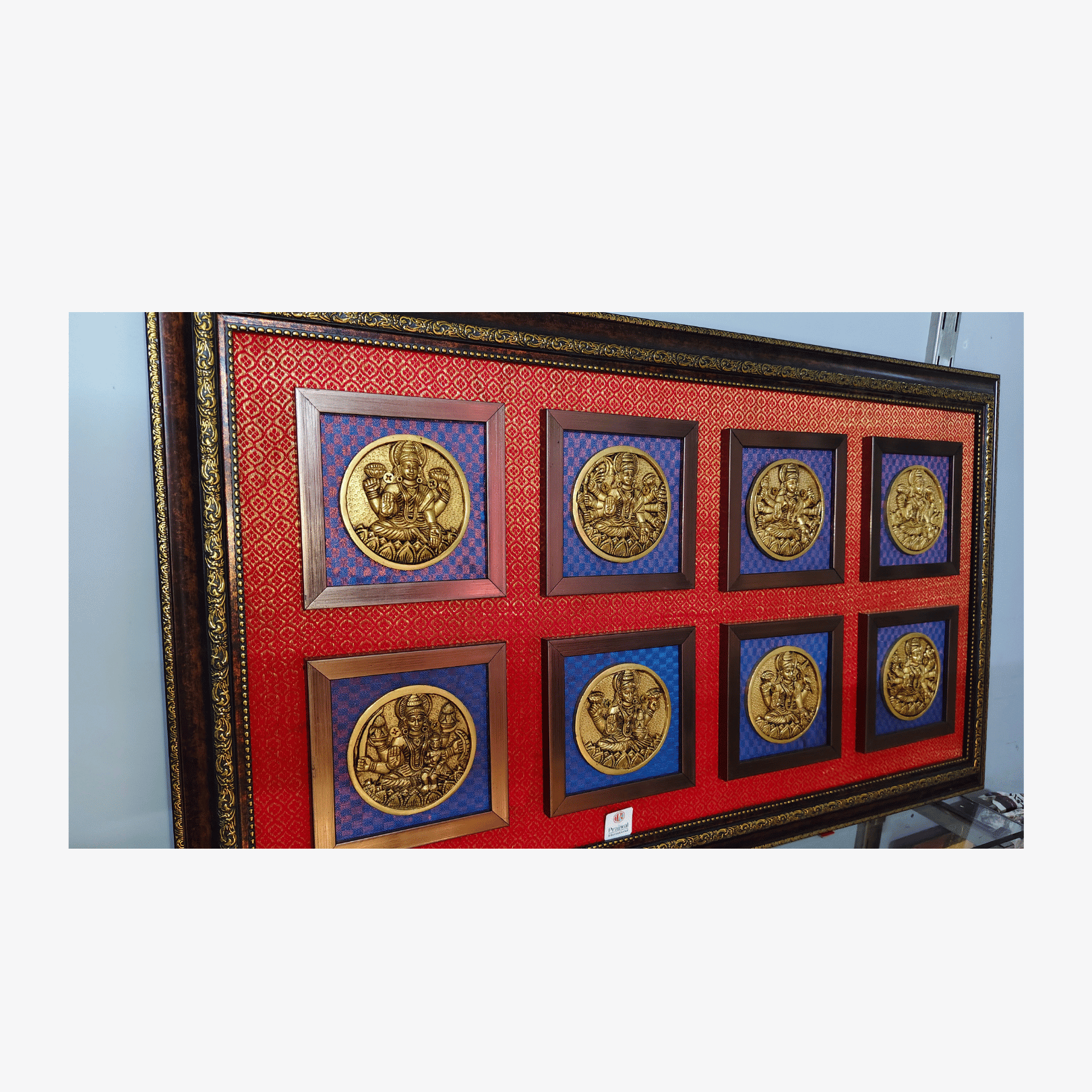 Brass Ashtalakshmi Wall Hanging Frame – 20x34 Inch | Handcrafted Brass Goddess Panel on Wooden Frame#PIF-1289