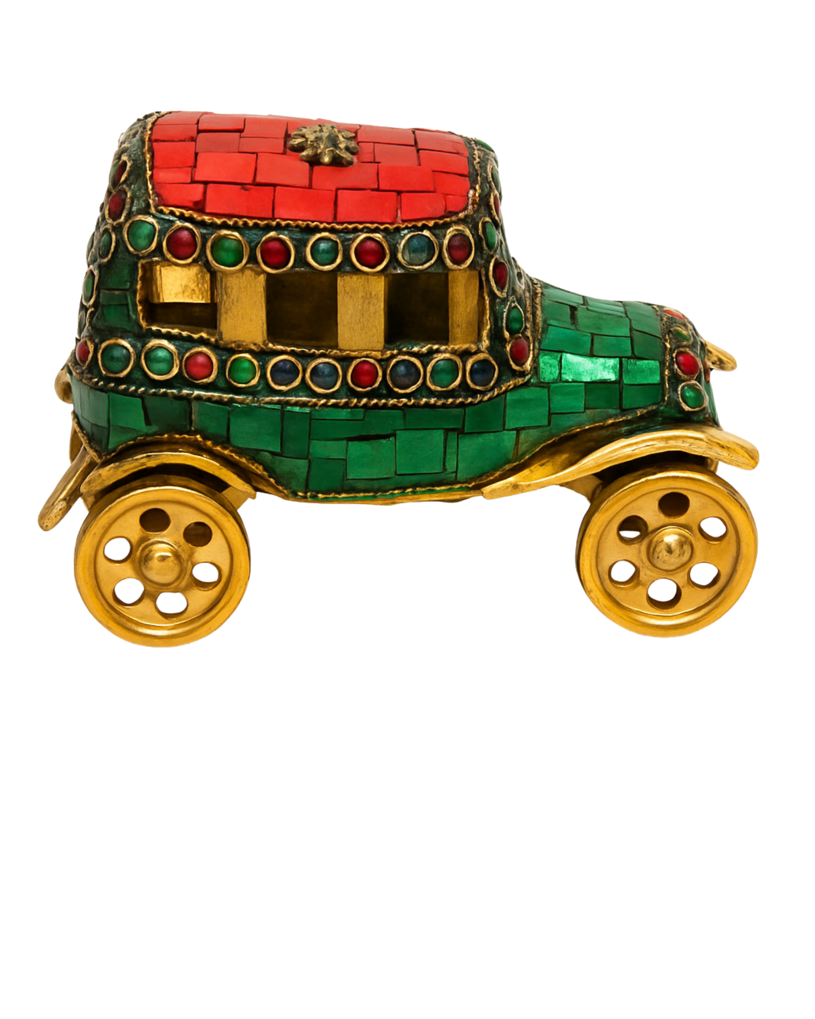 Motor Vehicle in Brass | Handpicked Vintage Car Collection with Gemstones | Tamrapatra Brass Vintage Car