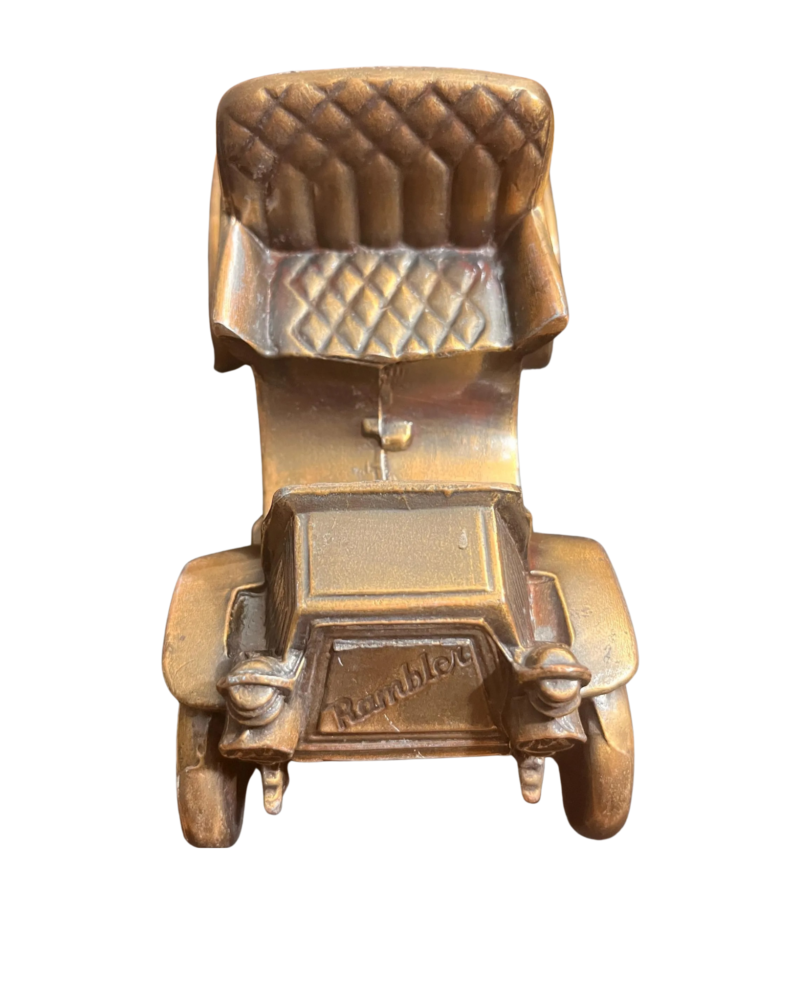 Vintage Brass 1902 Rambler Car Bank | Collectible Antique Showpiece | 6-Inch Brass Vintage Car