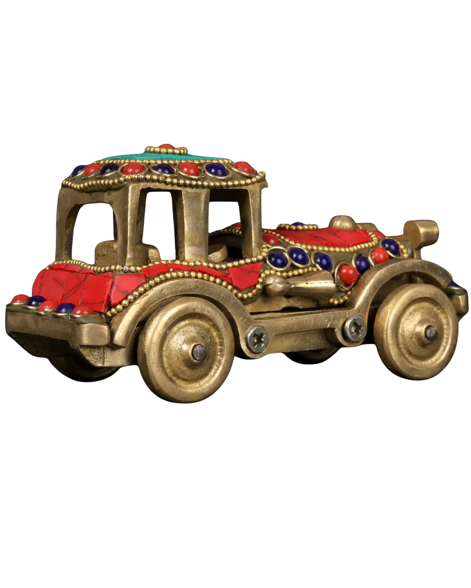 5" Brass Classic Car Showpiece with Inlay Work | Handcrafted Decorative Vintage Car Statue | Home & Office Decor Gift Item