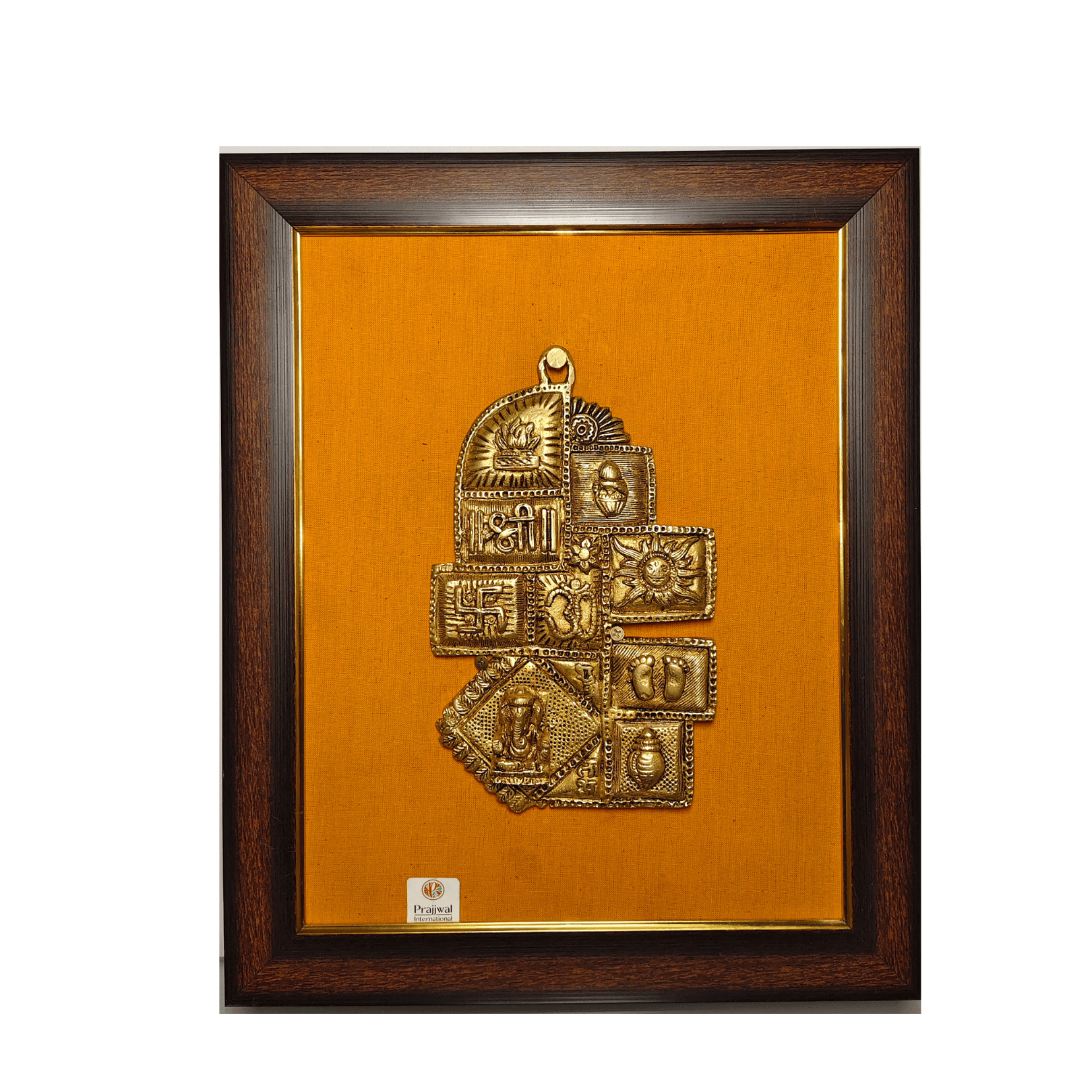 Brass Vastu Plate Wall Hanging Frame – 18x14 Inch | Handcrafted Brass on Wooden Frame