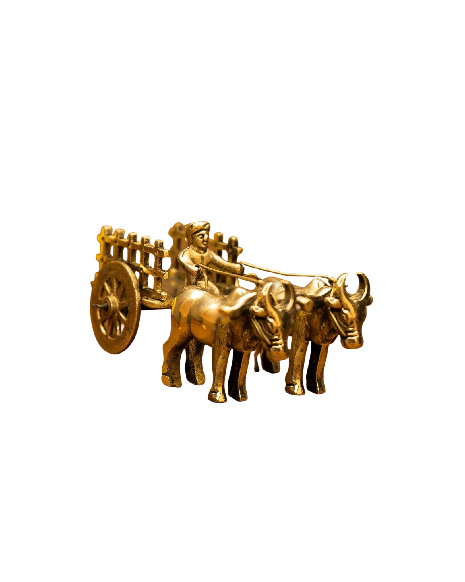 Ekhasa 100% Pure Brass Bullock Cart | Handcrafted Bailgadi Showpiece for Home & Office Decor | Antique Brass Gift Item (12 x 6.5 x 5 cm)