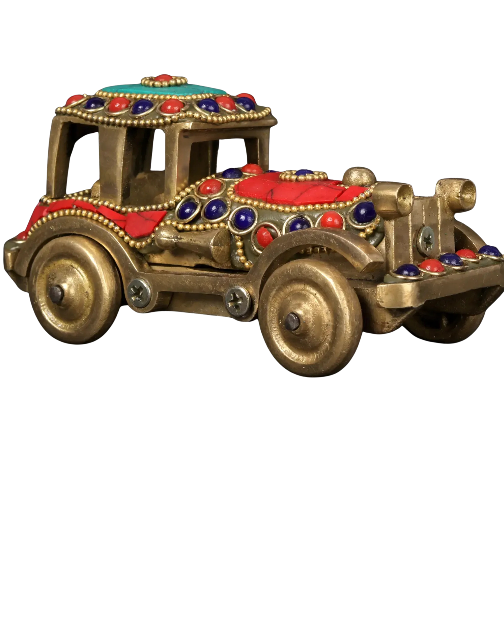 5" Brass Classic Car Showpiece with Inlay Work | Handcrafted Decorative Vintage Car Statue | Home & Office Decor Gift Item