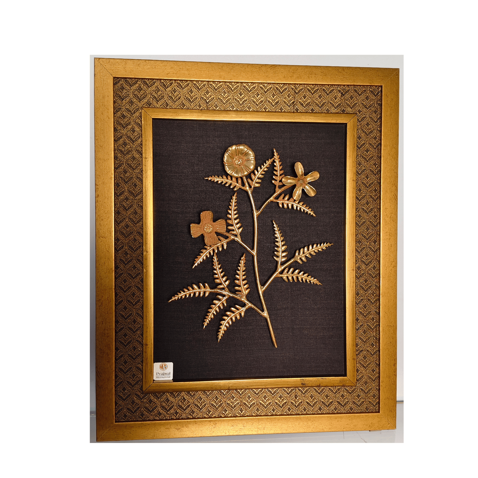 Brass 14 Leaves and Flowers Wall Hanging Frame – 22x18 Inch | Handcrafted Brass Decorative Frame