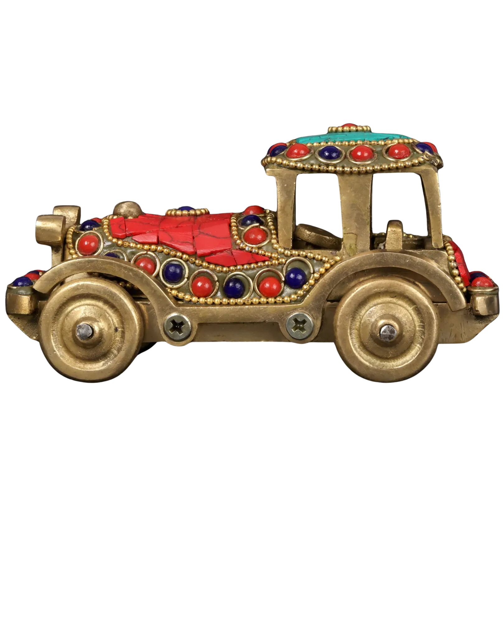 5" Brass Classic Car Showpiece with Inlay Work | Handcrafted Decorative Vintage Car Statue | Home & Office Decor Gift Item