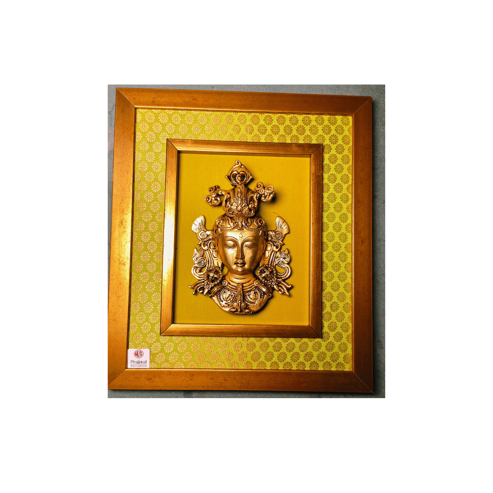 Brass Tara Wall Hanging Frame – 14x16 Inch | Handcrafted Brass Idol on Wooden Frame