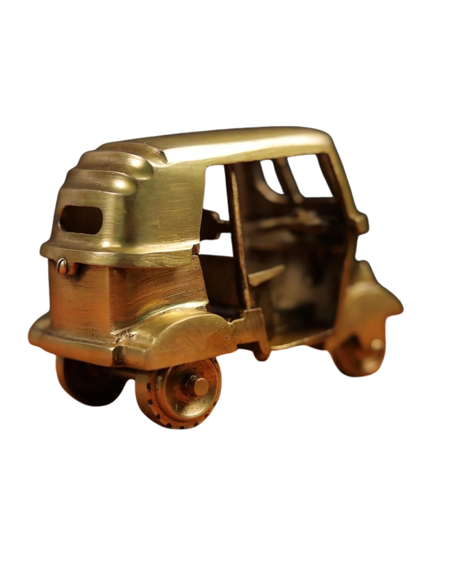Brass Auto Rickshaw Showpiece | Handmade Indian Tuk-Tuk Miniature | Decorative Brass Auto Figurine for Home & Office Decor (14 x 8 x 7 cm, 640 g)
