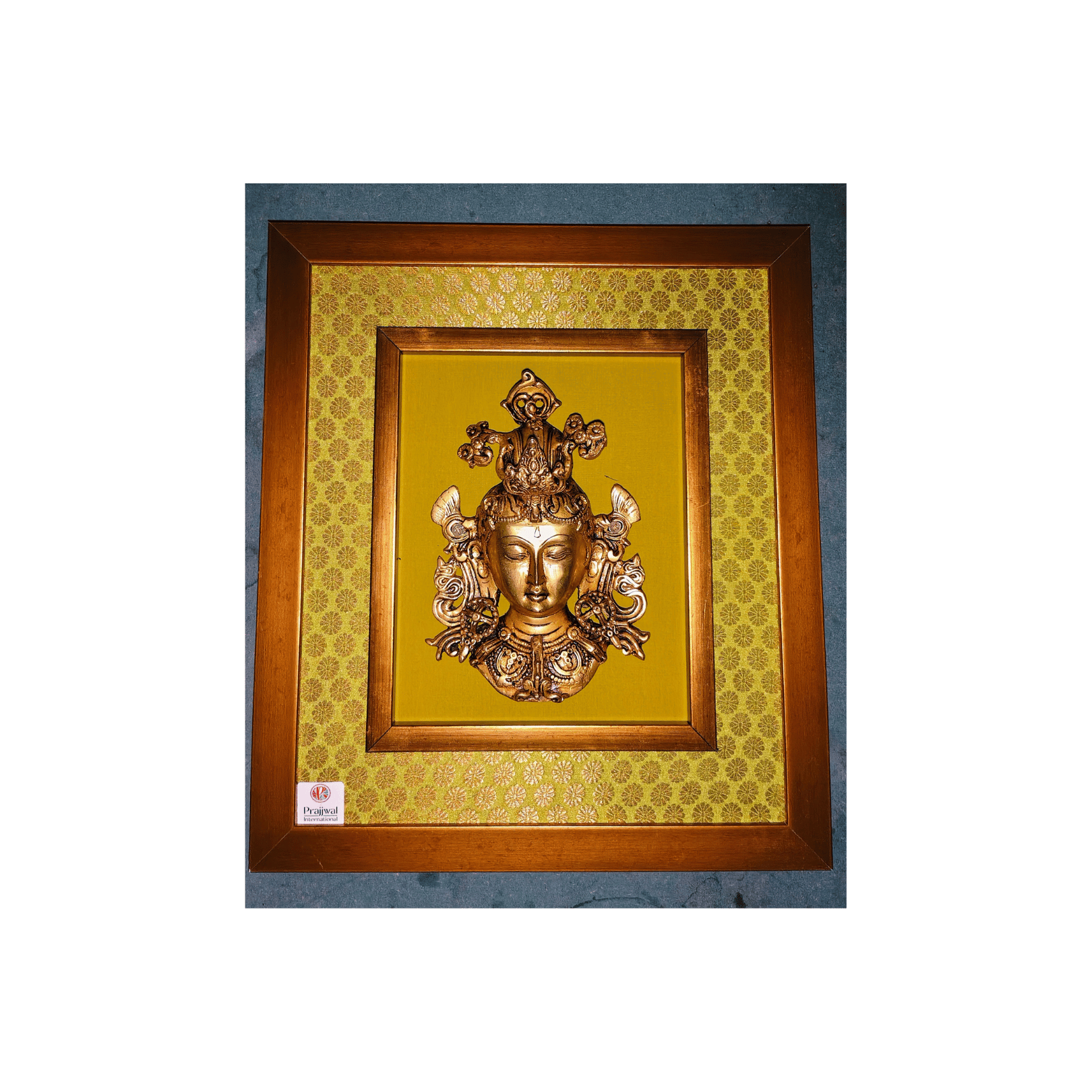 Brass Tara Wall Hanging Frame – 14x16 Inch | Handcrafted Brass Idol on Wooden Frame