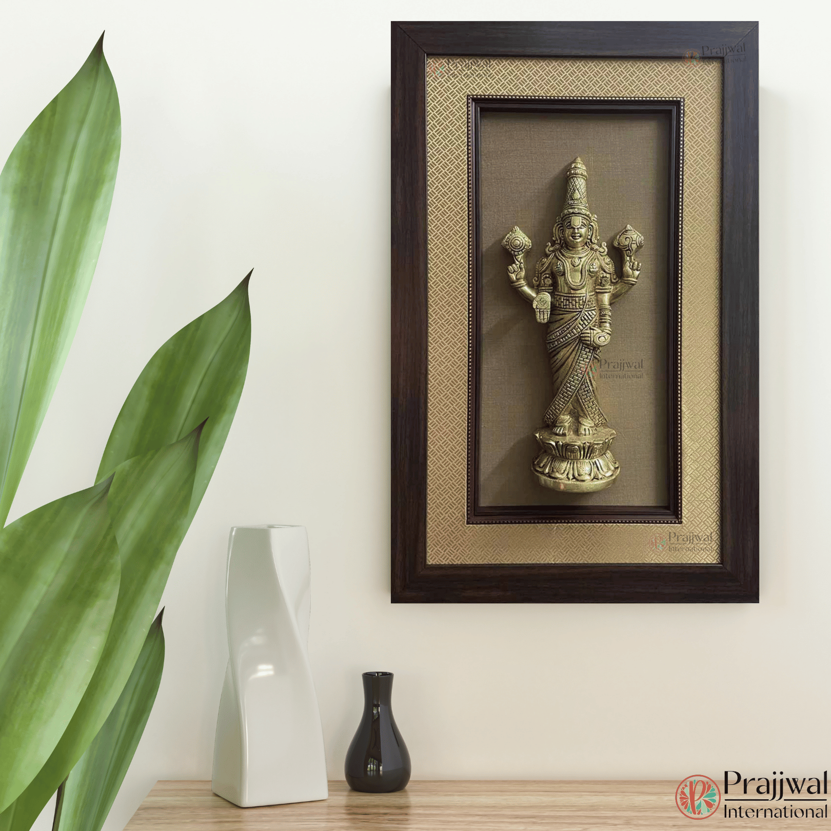 🛕 Lord Venkateshwara Brass Idol Framed | Traditional Wall Hanging Decor
