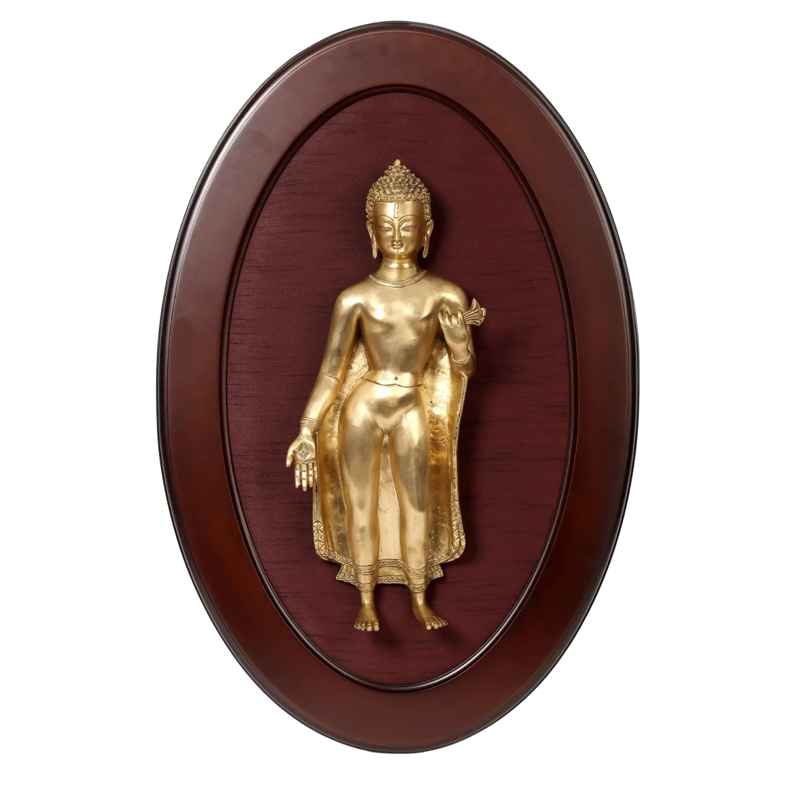 Namaste Buddha Brass Wooden Frame | Spiritual Wall Décor