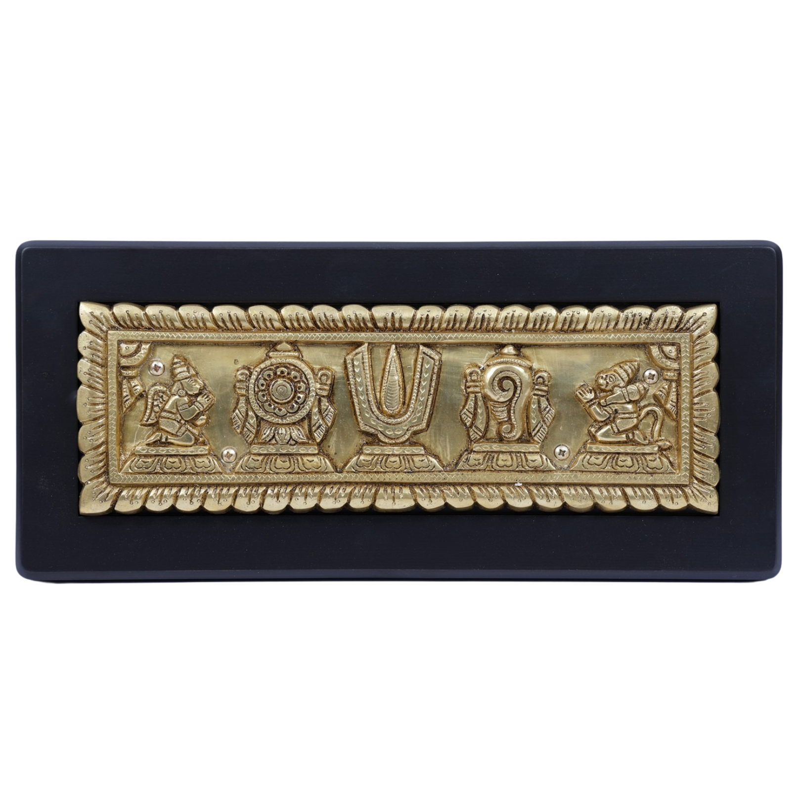 Sacred Symbols of Vishnu Wall Panel | Brass Decorative Frame