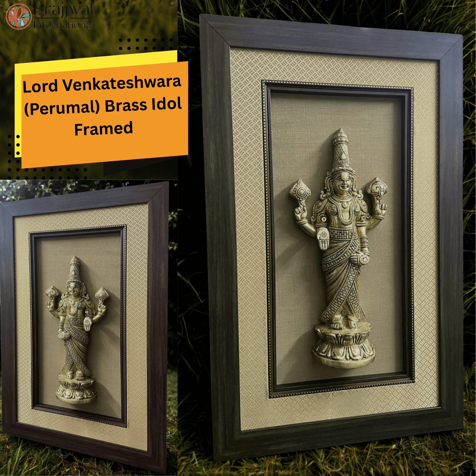 🛕 Lord Venkateshwara Brass Idol Framed | Traditional Wall Hanging Decor