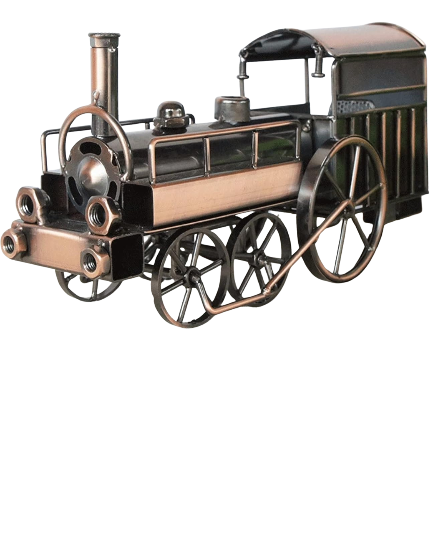 Vintage Metal Model Train Engine | Handcrafted Retro Steam Engine Showpiece | Antique Copper & Black Finish Decorative Display Piece for Home, Office & Gifts (20 x 9 x 13 cm)