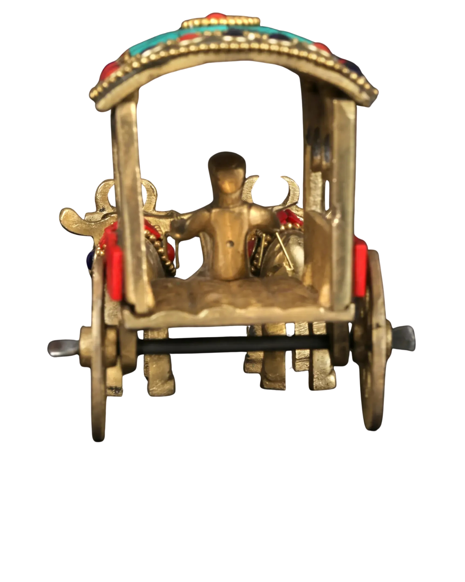 5" Brass Bullock Cart with Inlay Work | Handcrafted Decorative Table Showpiece | Traditional Brass Bailgadi Home & Office Décor Item