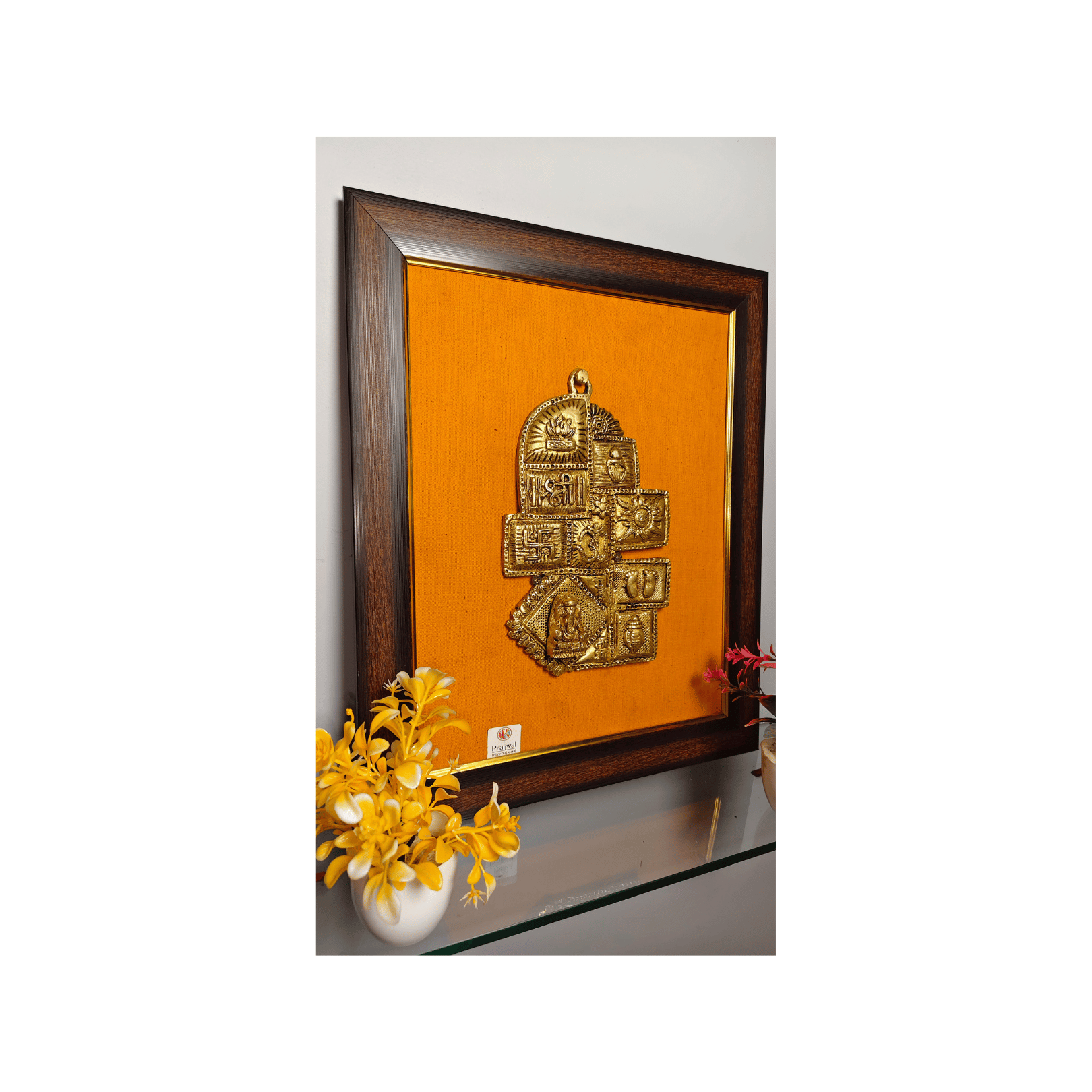 Brass Vastu Plate Wall Hanging Frame – 18x14 Inch | Handcrafted Brass on Wooden Frame