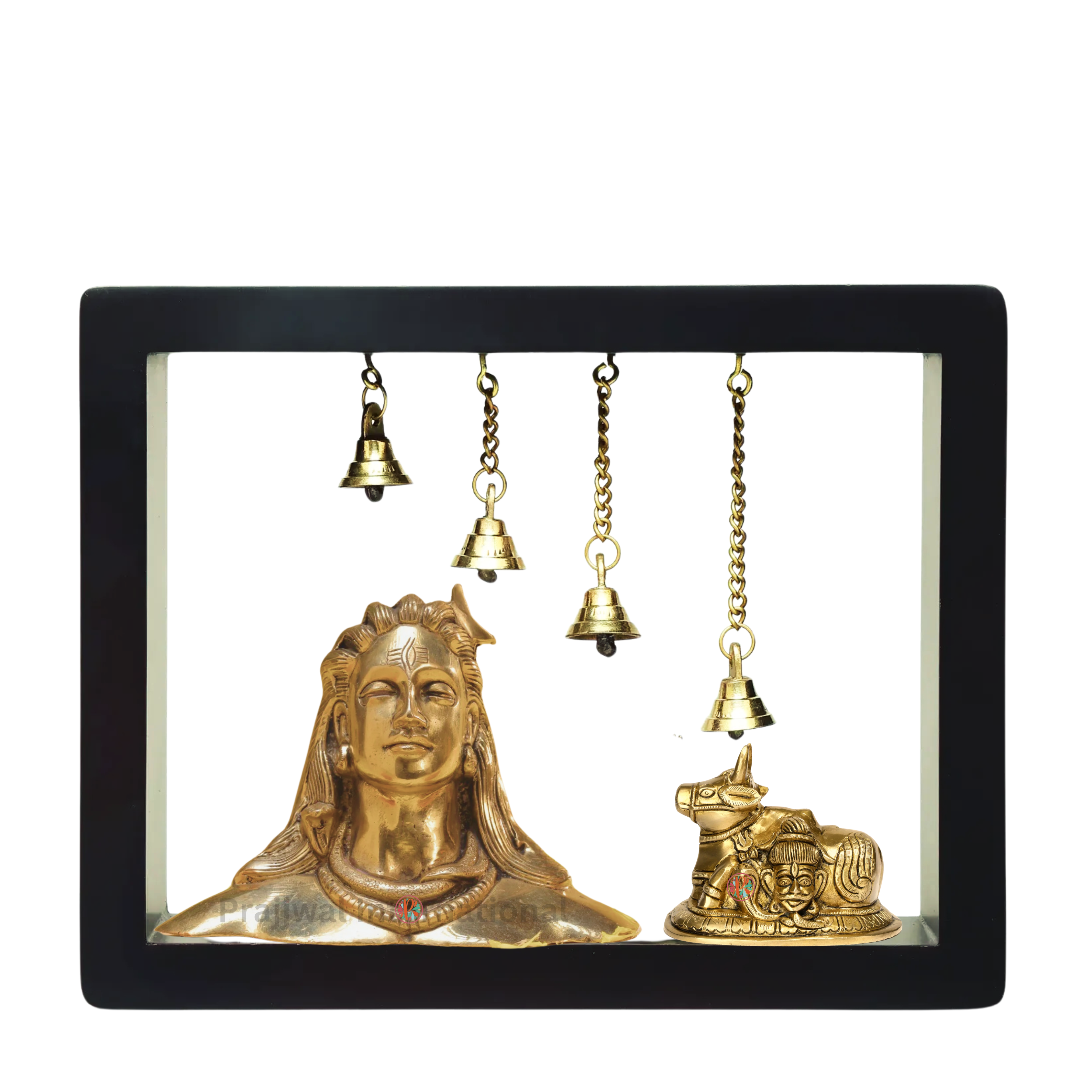 Adiyogi Brass Statue & Nandi Wall Hanging with Shiva-Parvati Face