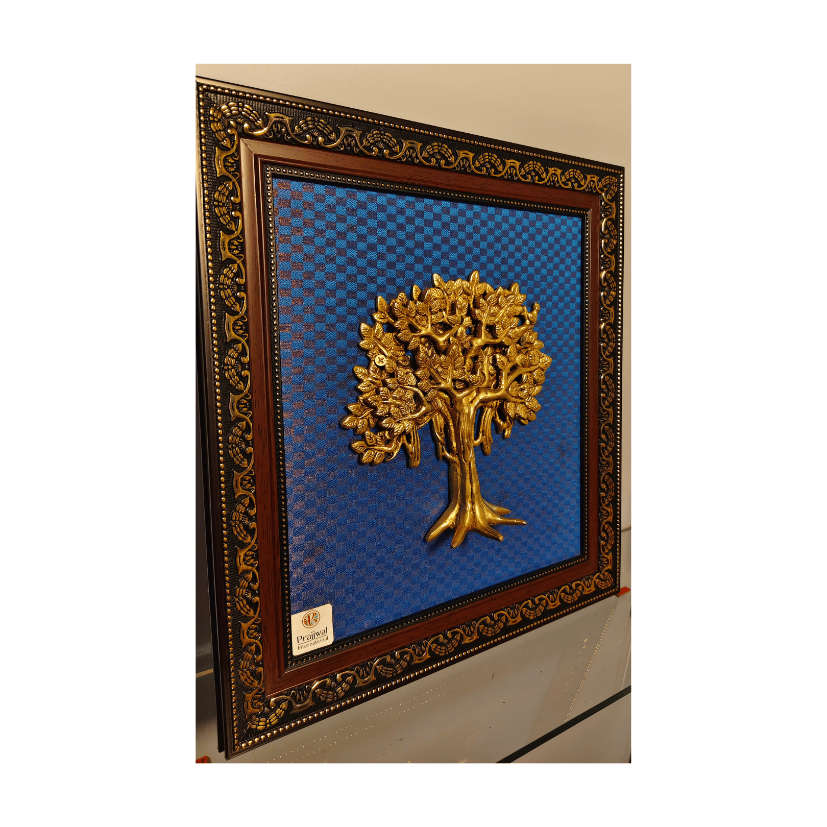 Brass Kalpavriksha Tree Wall Hanging Frame – 14x15 Inch | Handcrafted Brass Decorative Frame