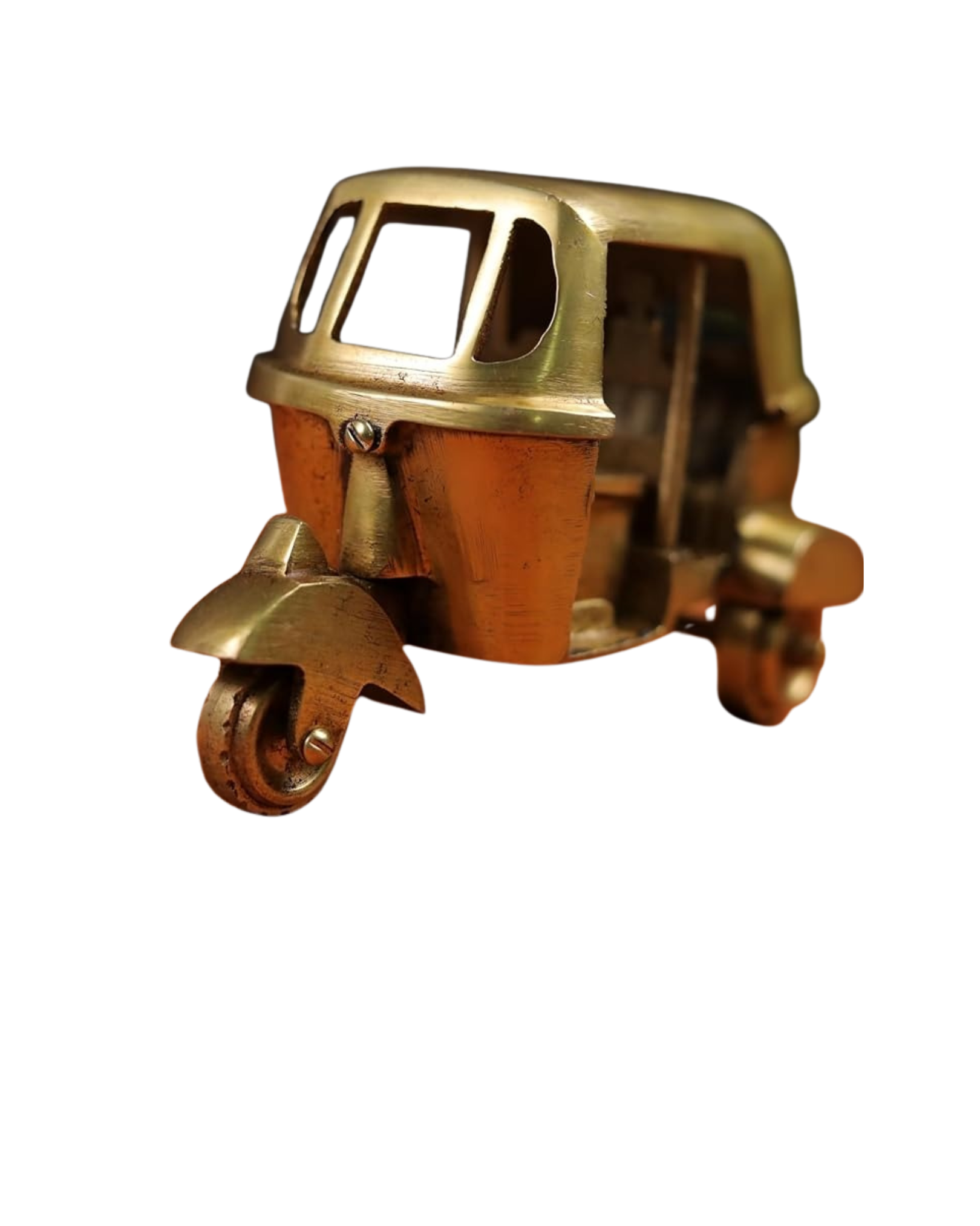 Brass Auto Rickshaw Showpiece | Handmade Indian Tuk-Tuk Miniature | Decorative Brass Auto Figurine for Home & Office Decor (14 x 8 x 7 cm, 640 g)