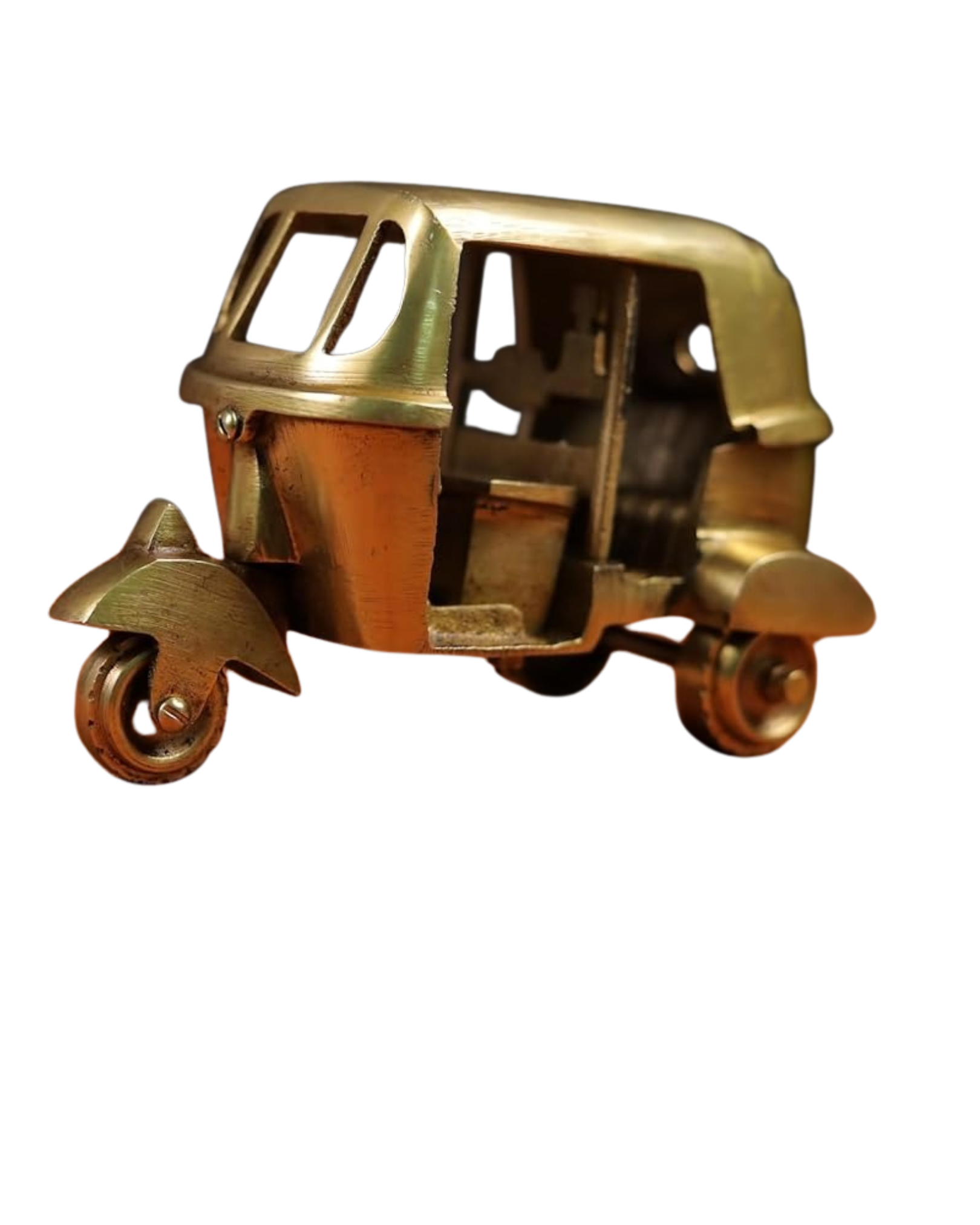 Brass Auto Rickshaw Showpiece | Handmade Indian Tuk-Tuk Miniature | Decorative Brass Auto Figurine for Home & Office Decor (14 x 8 x 7 cm, 640 g)