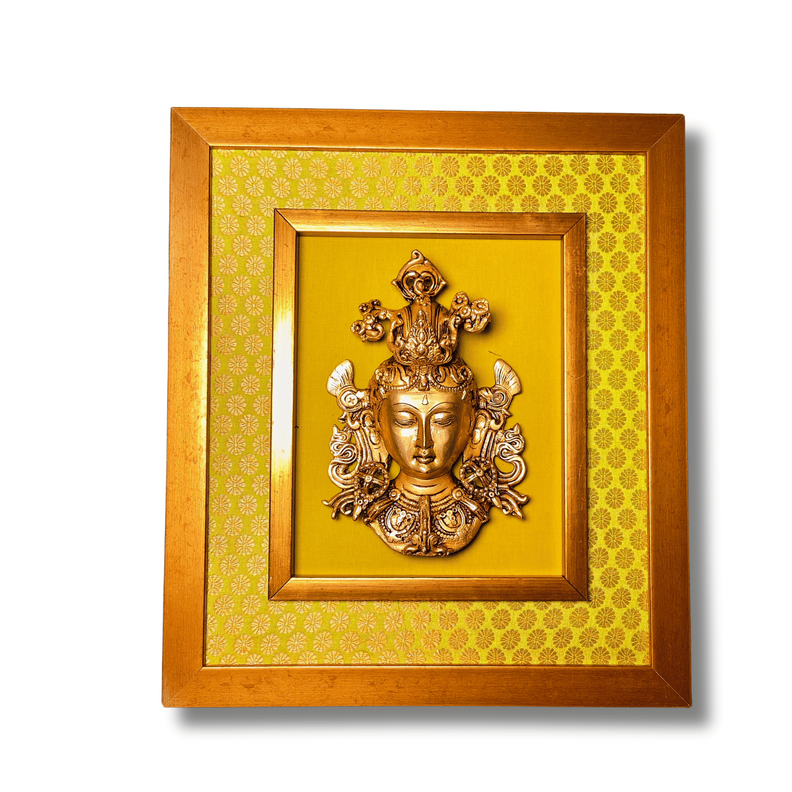 Brass Tara Wall Hanging Frame – 14x16 Inch | Handcrafted Brass Idol on Wooden Frame