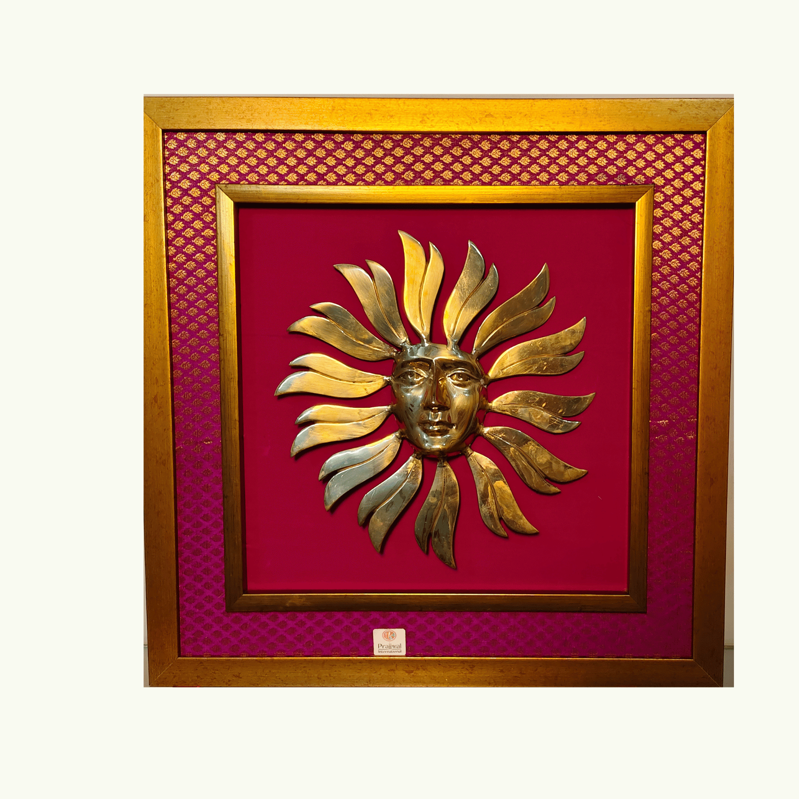 Brass Man Face Wall Hanging Frame – 20x20 Inch | Handcrafted Brass Decorative Art on Wooden Frame