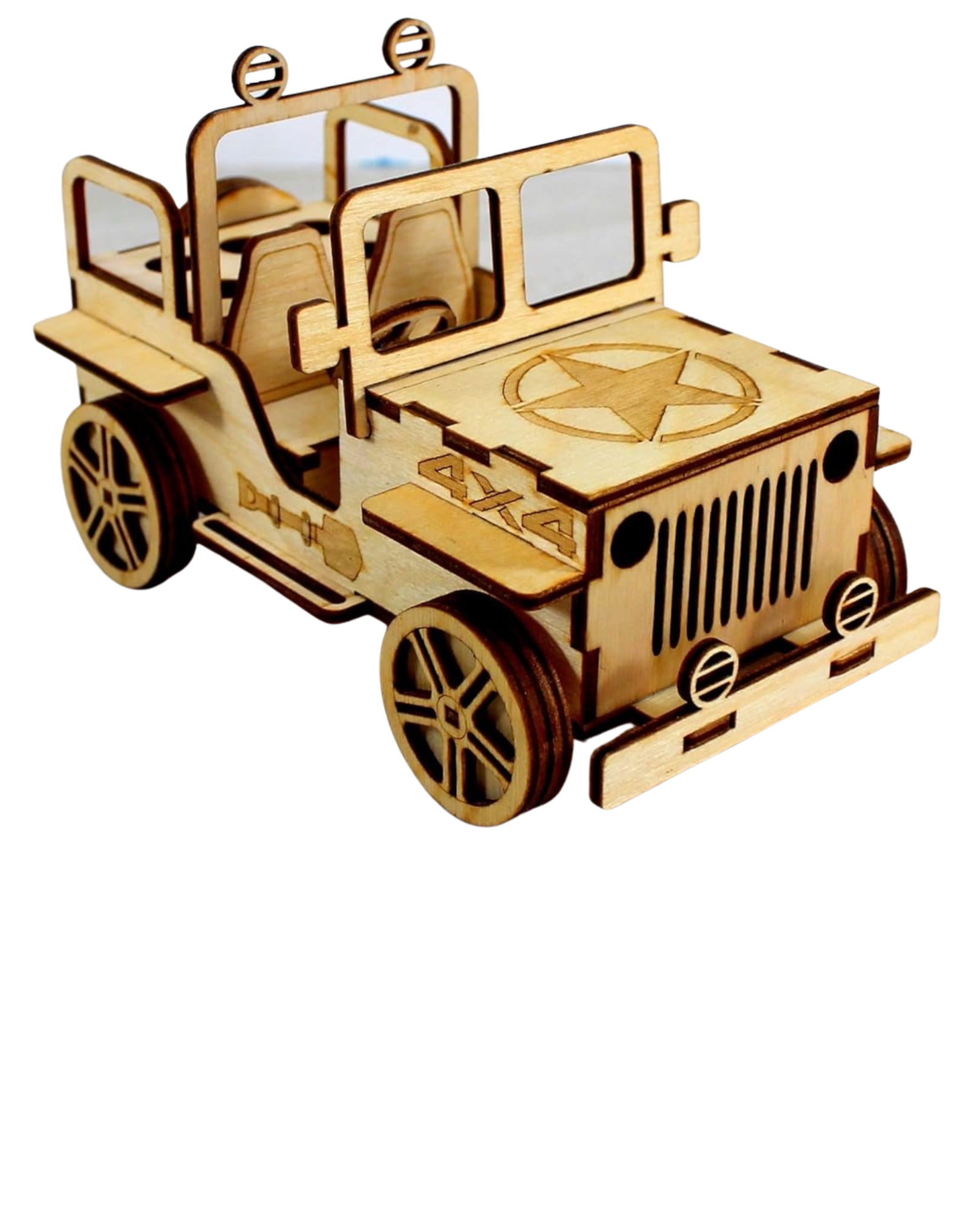 Brass 3D Military Jeep Showpiece | Handcrafted Desk Organizer, Pen Stand & Card Holder | Vintage Brass Decor Gift Item