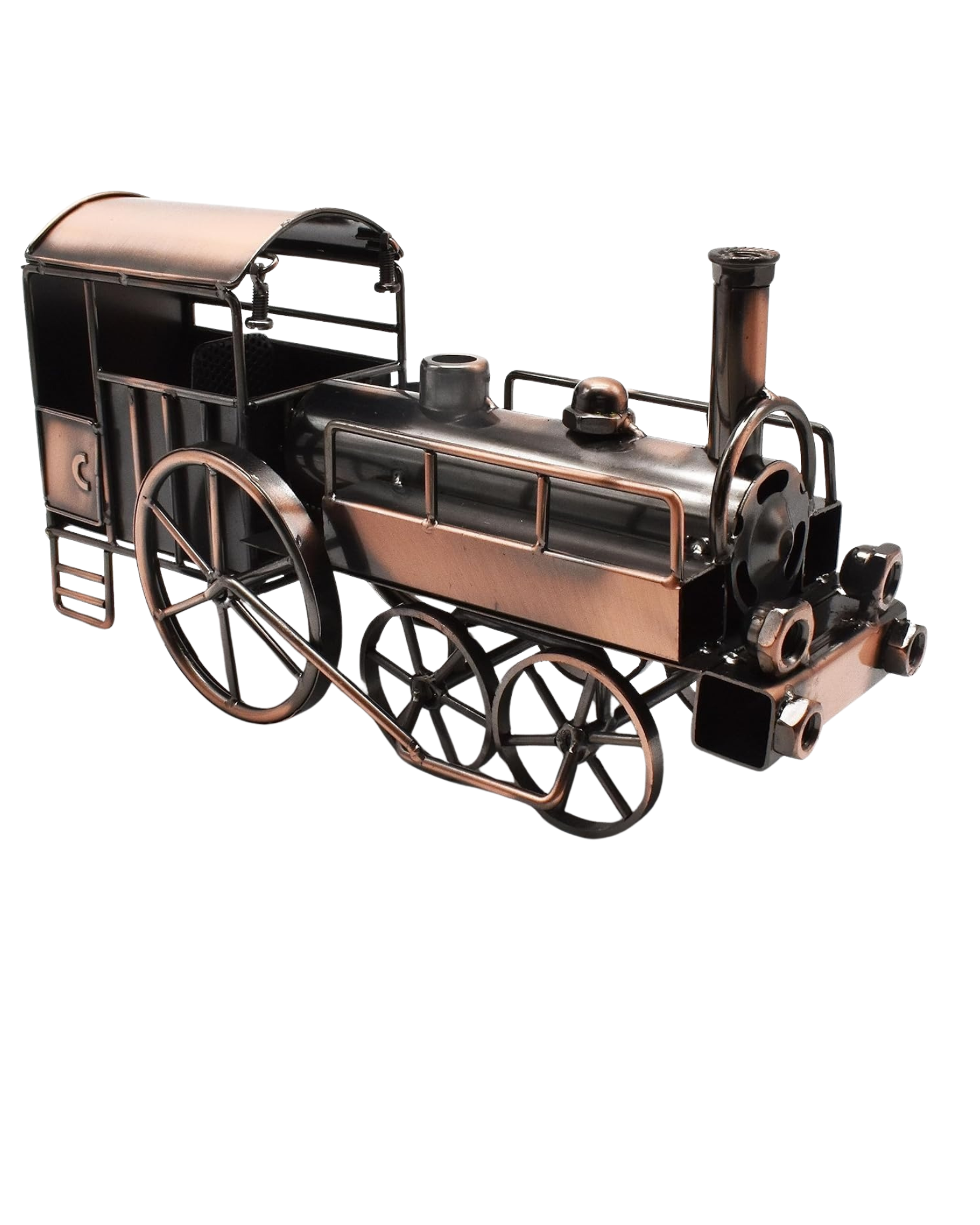 Vintage Metal Model Train Engine | Handcrafted Retro Steam Engine Showpiece | Antique Copper & Black Finish Decorative Display Piece for Home, Office & Gifts (20 x 9 x 13 cm)