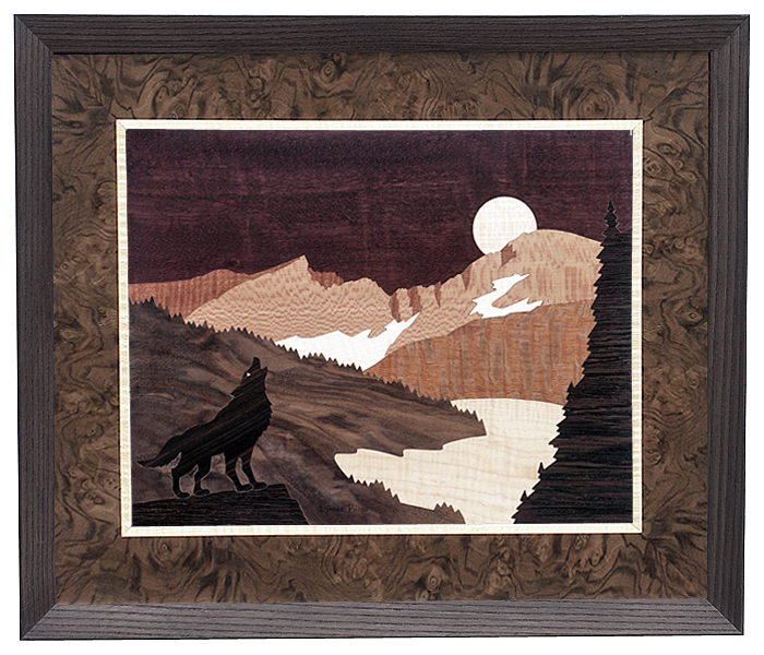 Howling at the Moon bordered with Walnut Burl