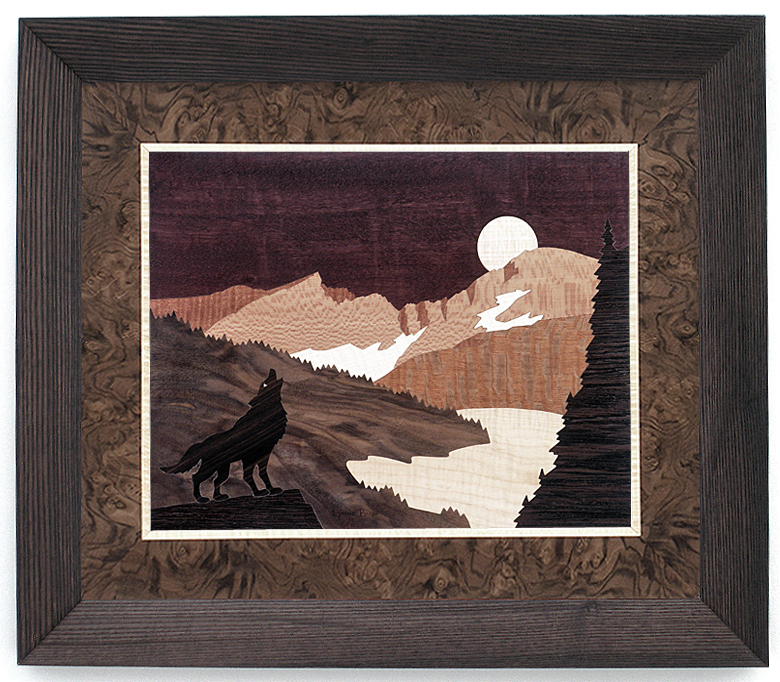 Howling at the Moon bordered with Walnut Burl