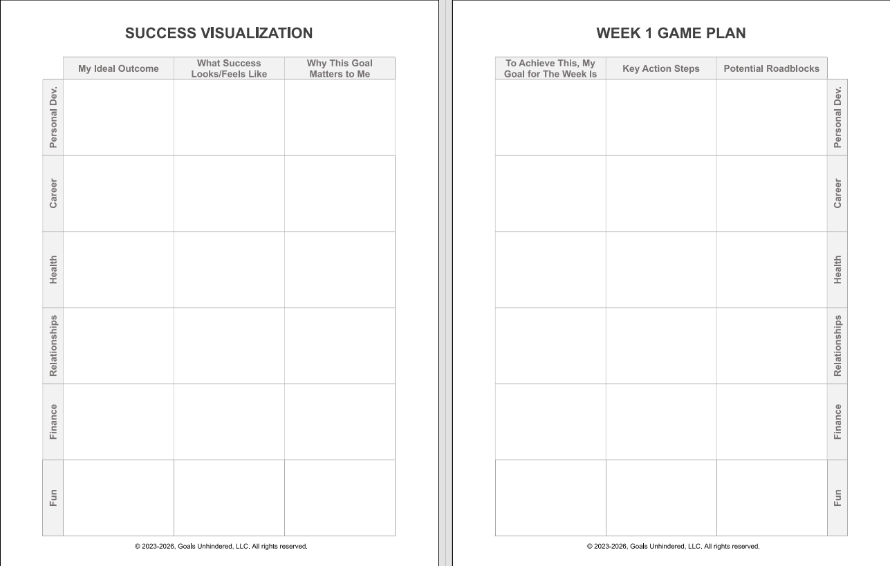 [PRINTABLE] Goals Unhindered Goal Planner Ver. 1