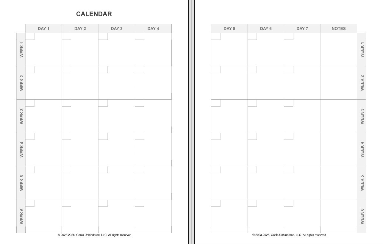 [PRINTABLE] Goals Unhindered Goal Planner Ver. 1