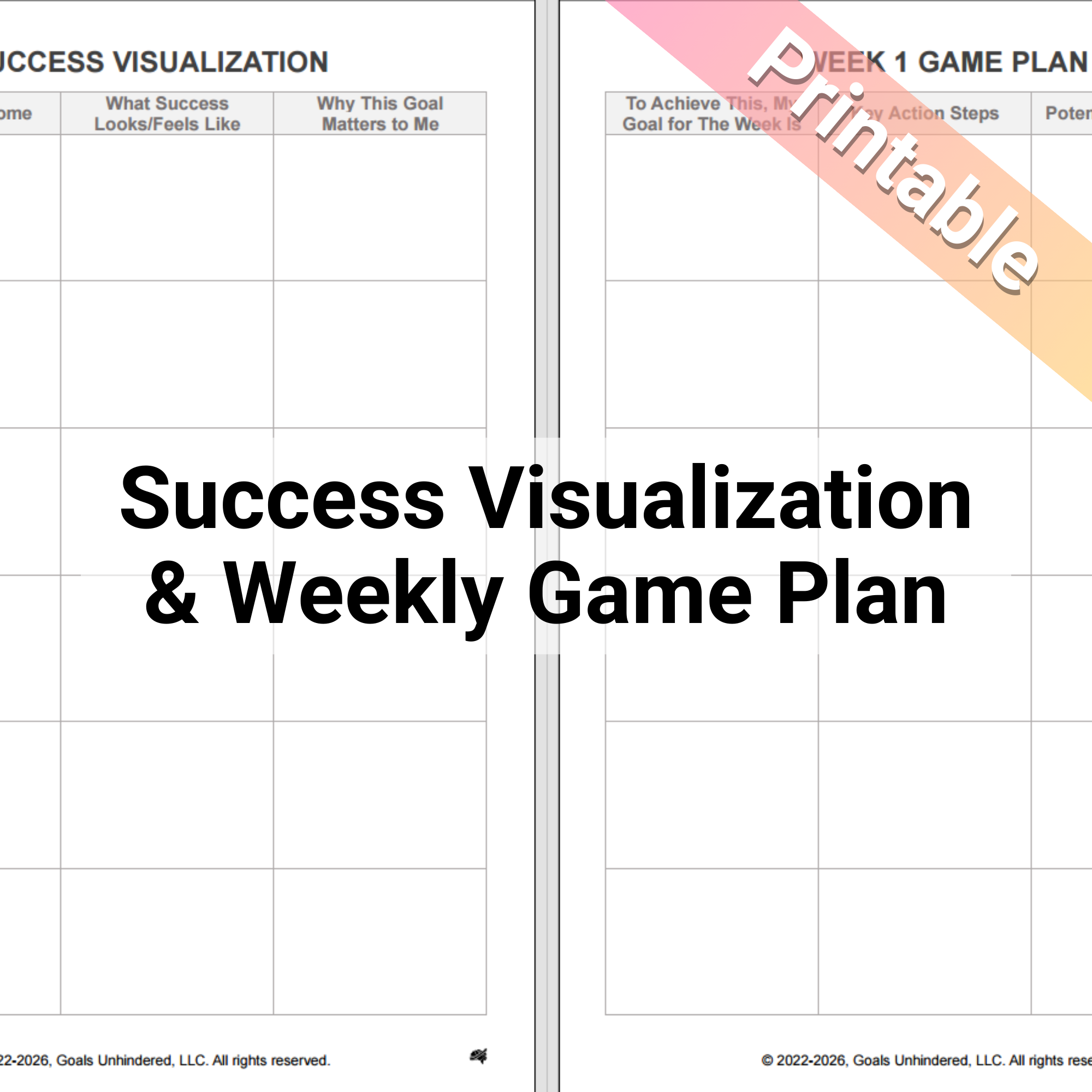 [PRINTABLE] Success Visualization & Weekly Game Plan 