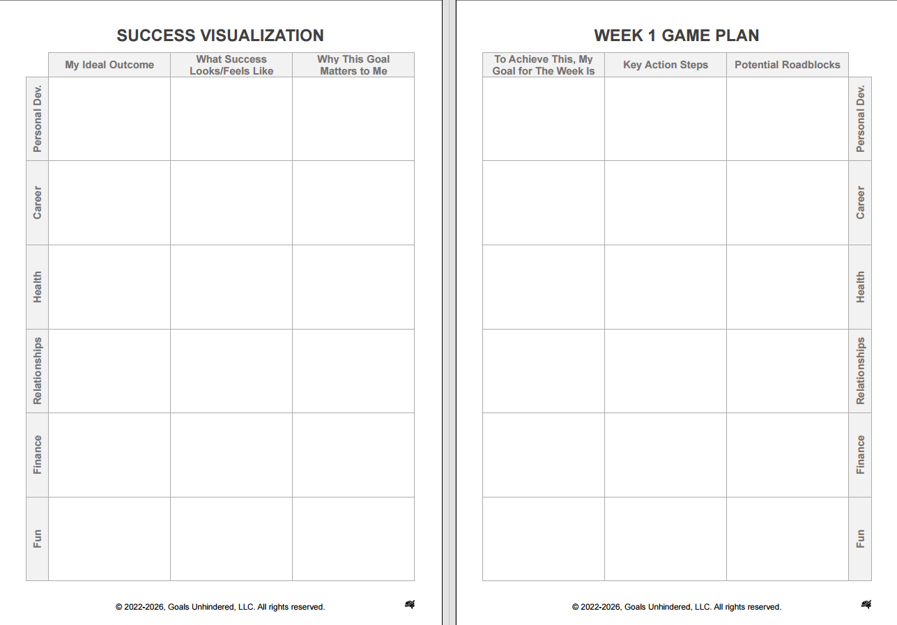 [PRINTABLE] Success Visualization & Weekly Game Plan 